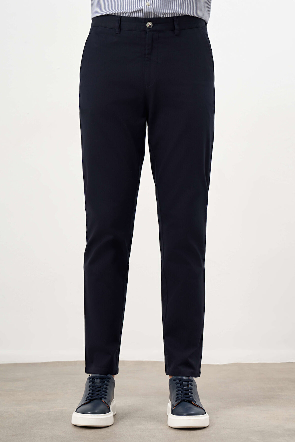  Erkek Lacivert Yazlık Pamuk Yan Cep Dynamic Fit Chino Pantolon
