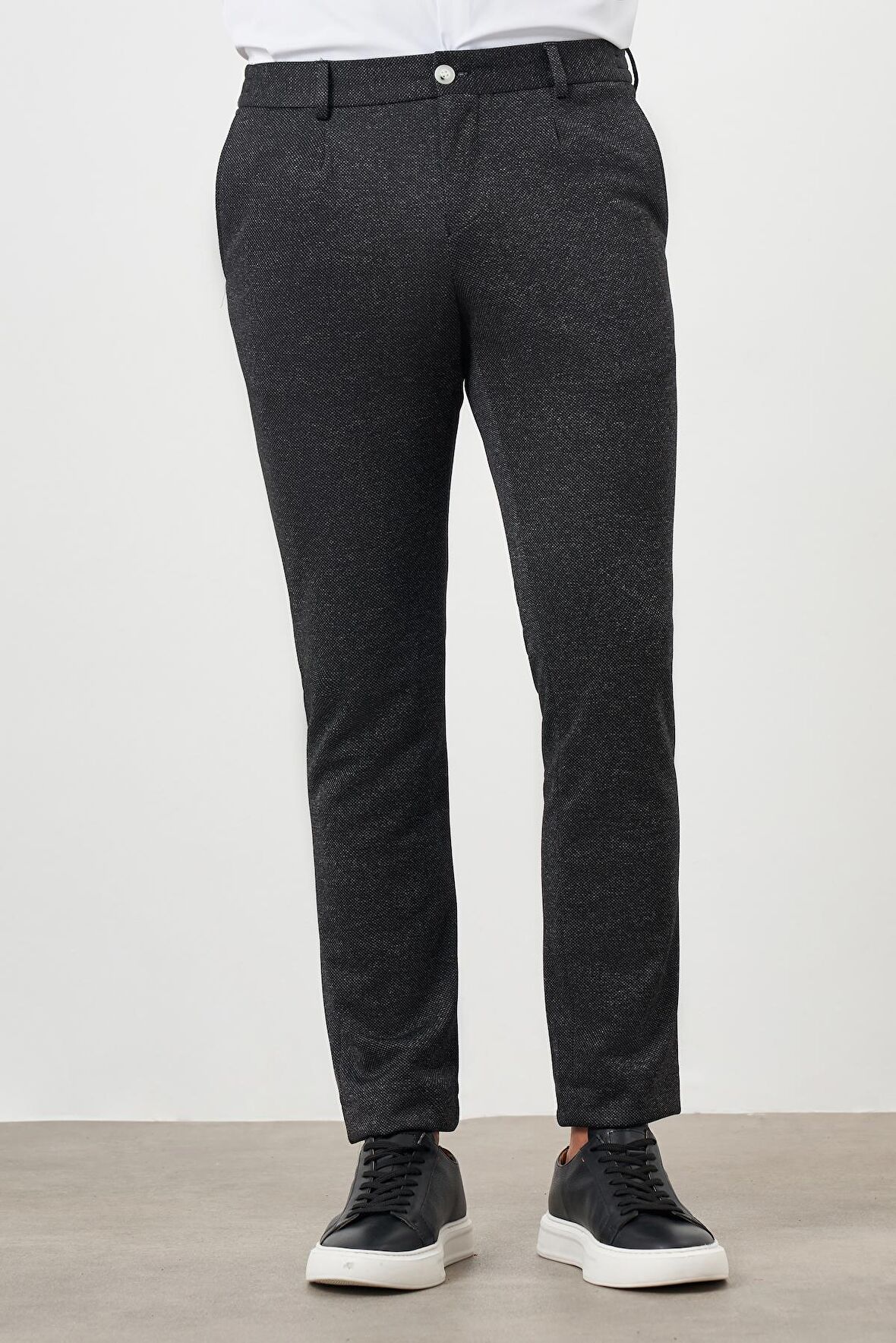  Erkek Siyah Poliviskon Trend Pileli Slim Fit Spor Pantolon