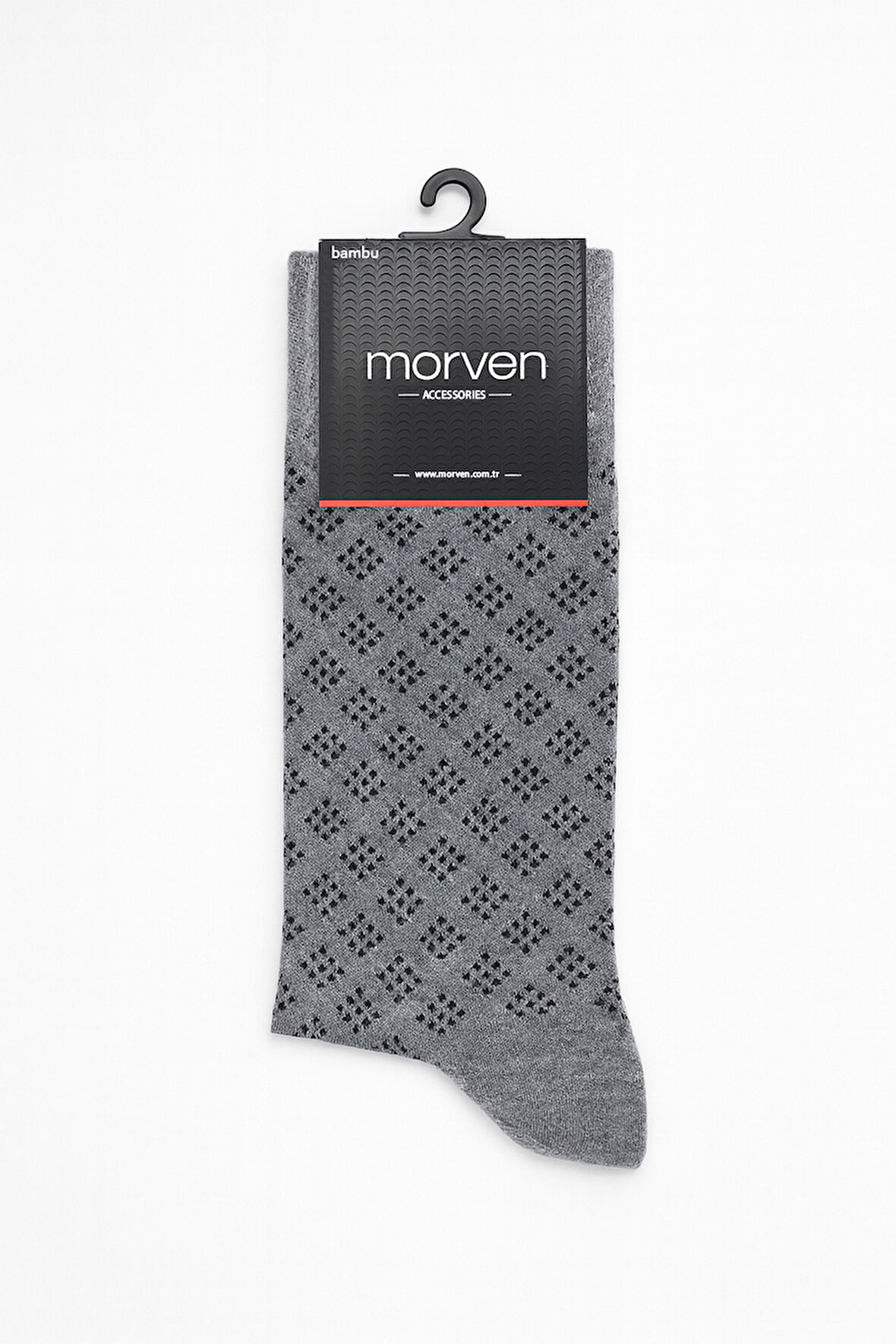  Erkek Gri Bambu Desenli Soket Çorap