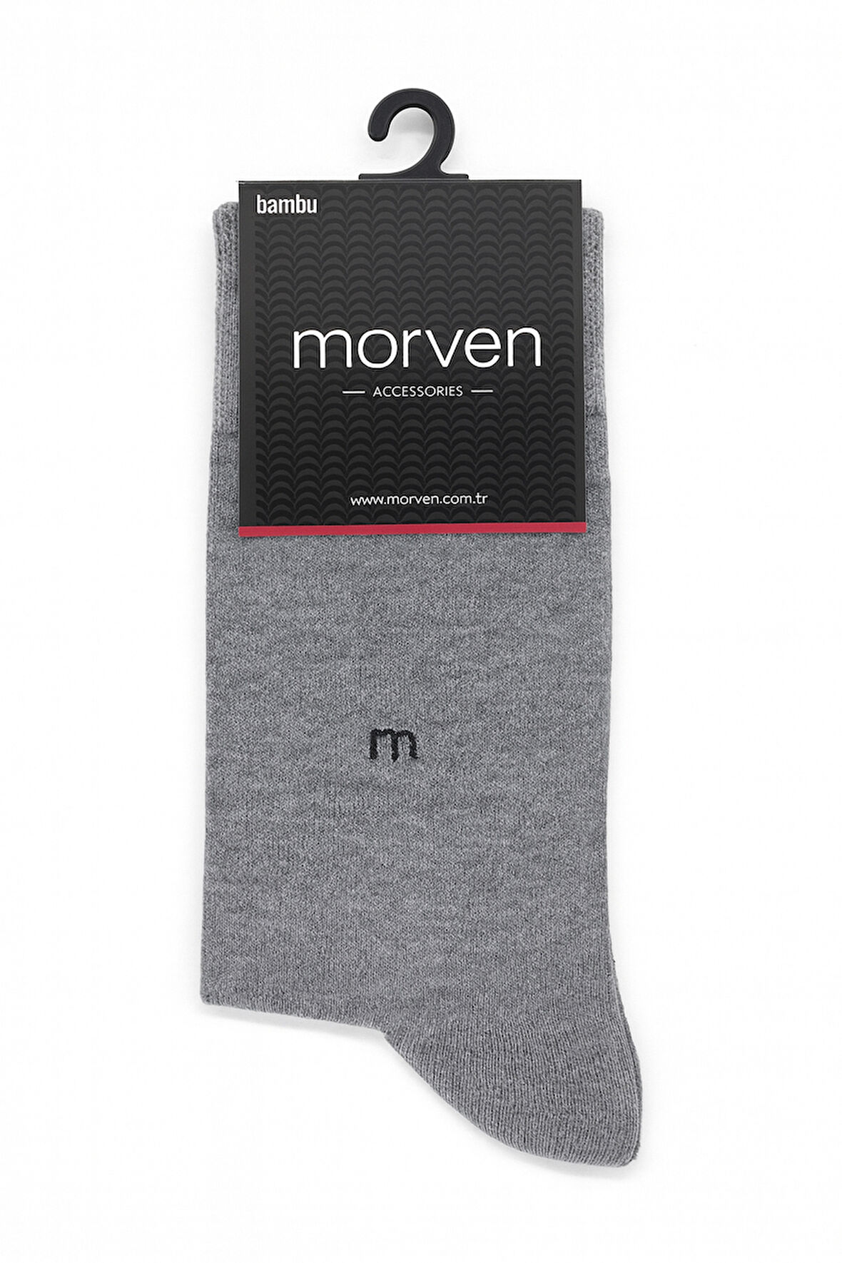  Erkek Gri Bambu Düz Desen Soket Çorap