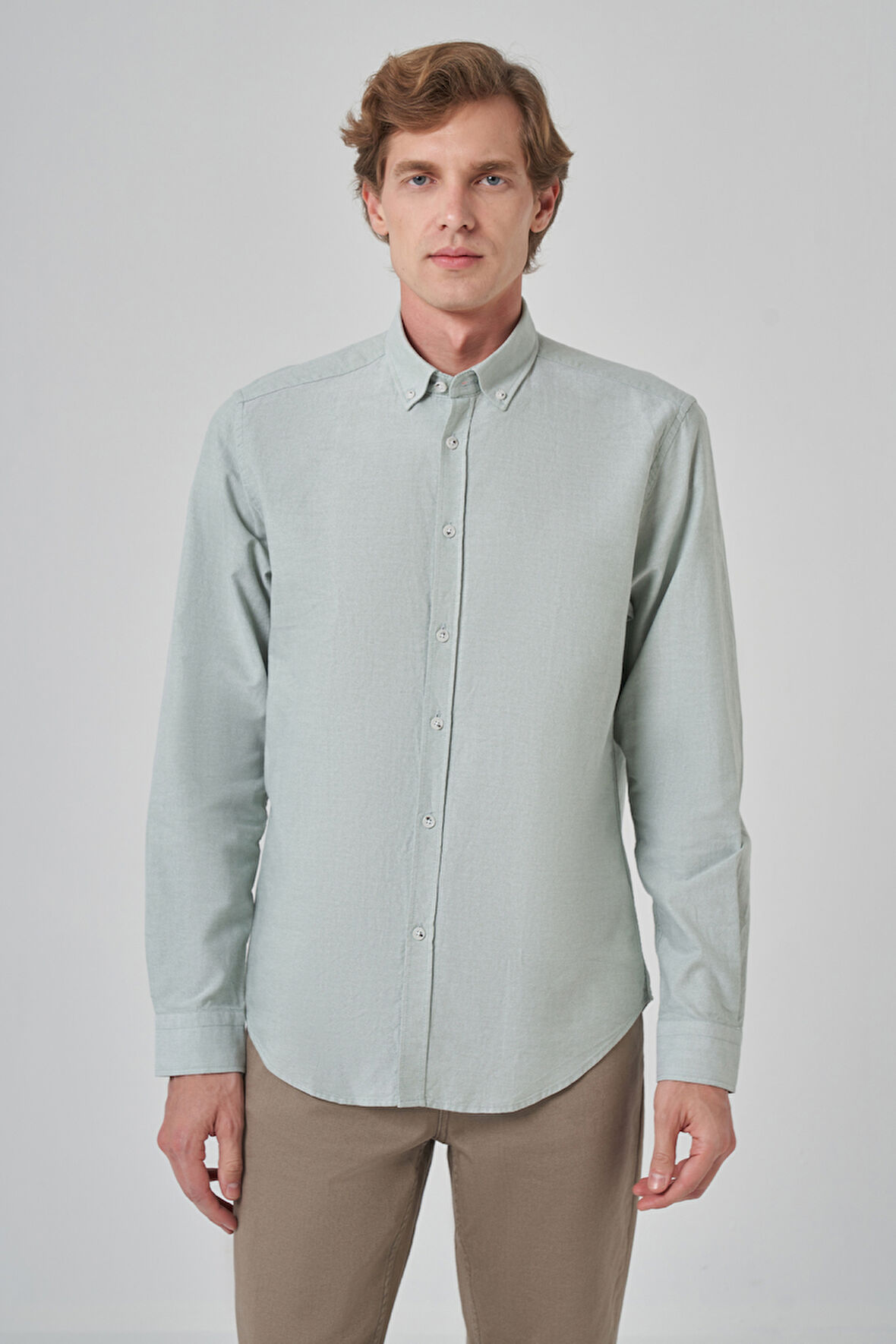  Erkek Yeşil Pamuk Trend Dynamic Fit Gömlek