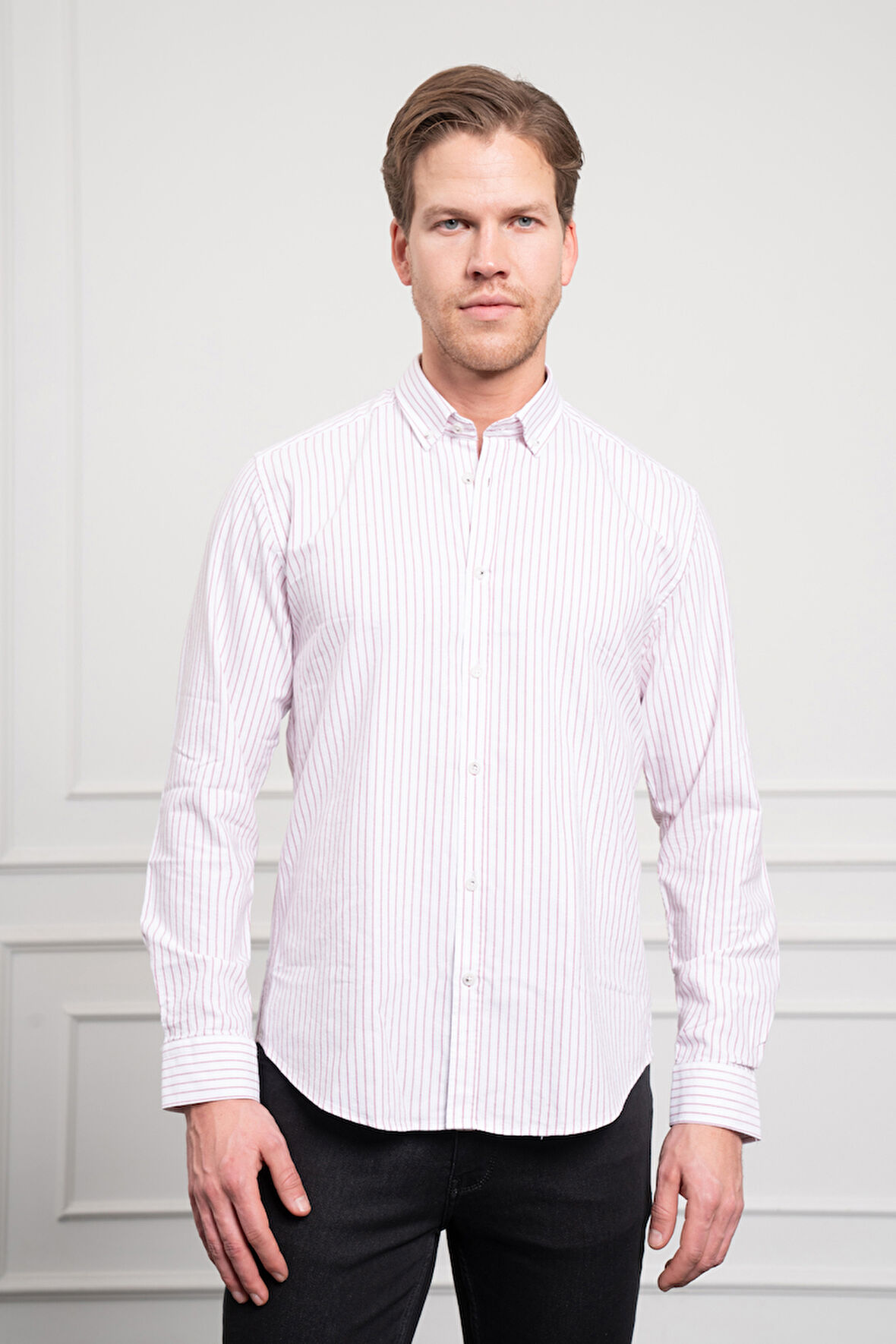  Erkek Bordo Pamuk Trend Dynamic Fit Rahat Kesim Gömlek