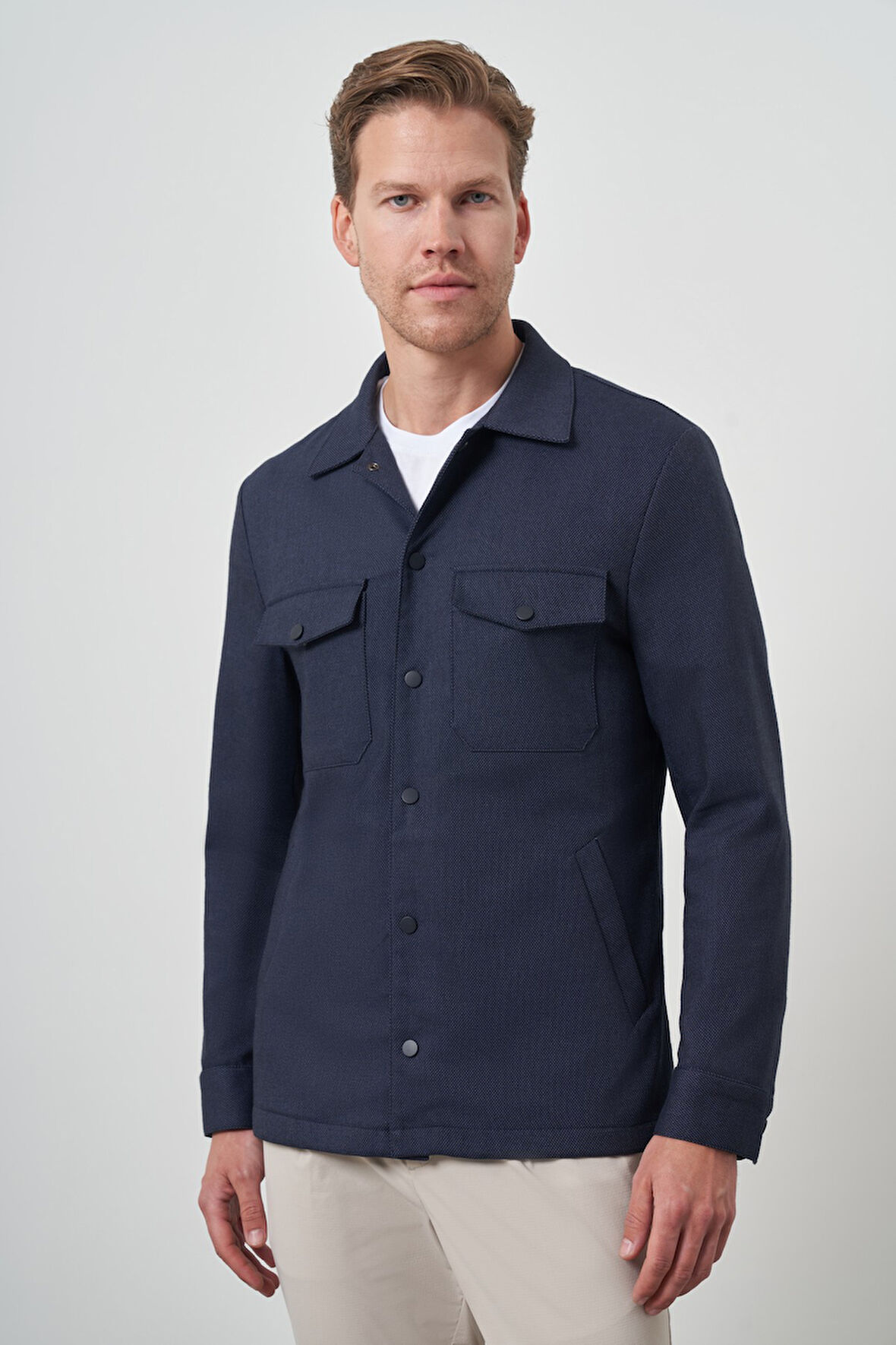  Erkek Lacivert Worker Gömlek Ceket