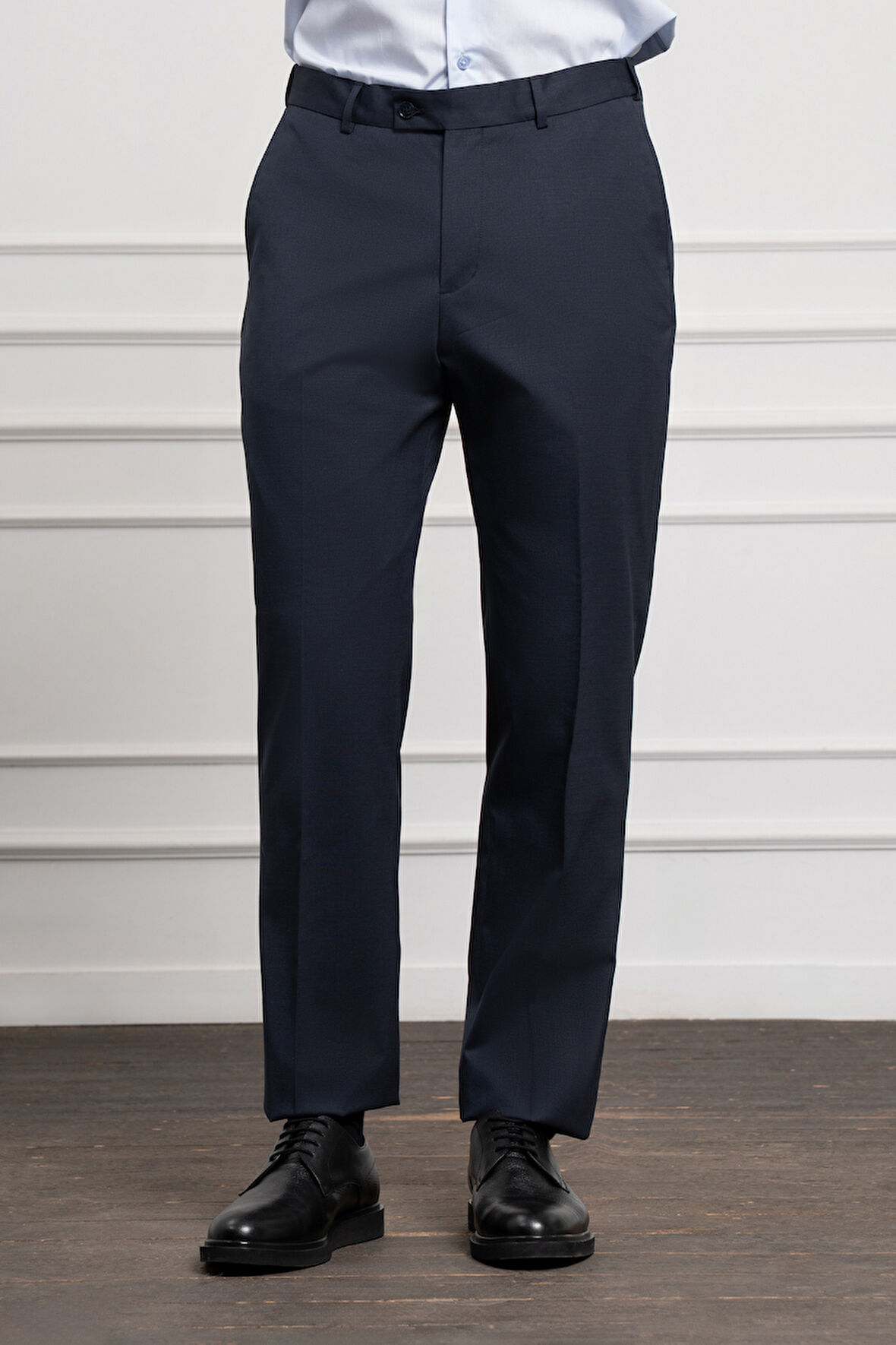  Erkek Lacivert Yünlü Basic Dynamic Fit Rahat Kesim Classic Pantolon