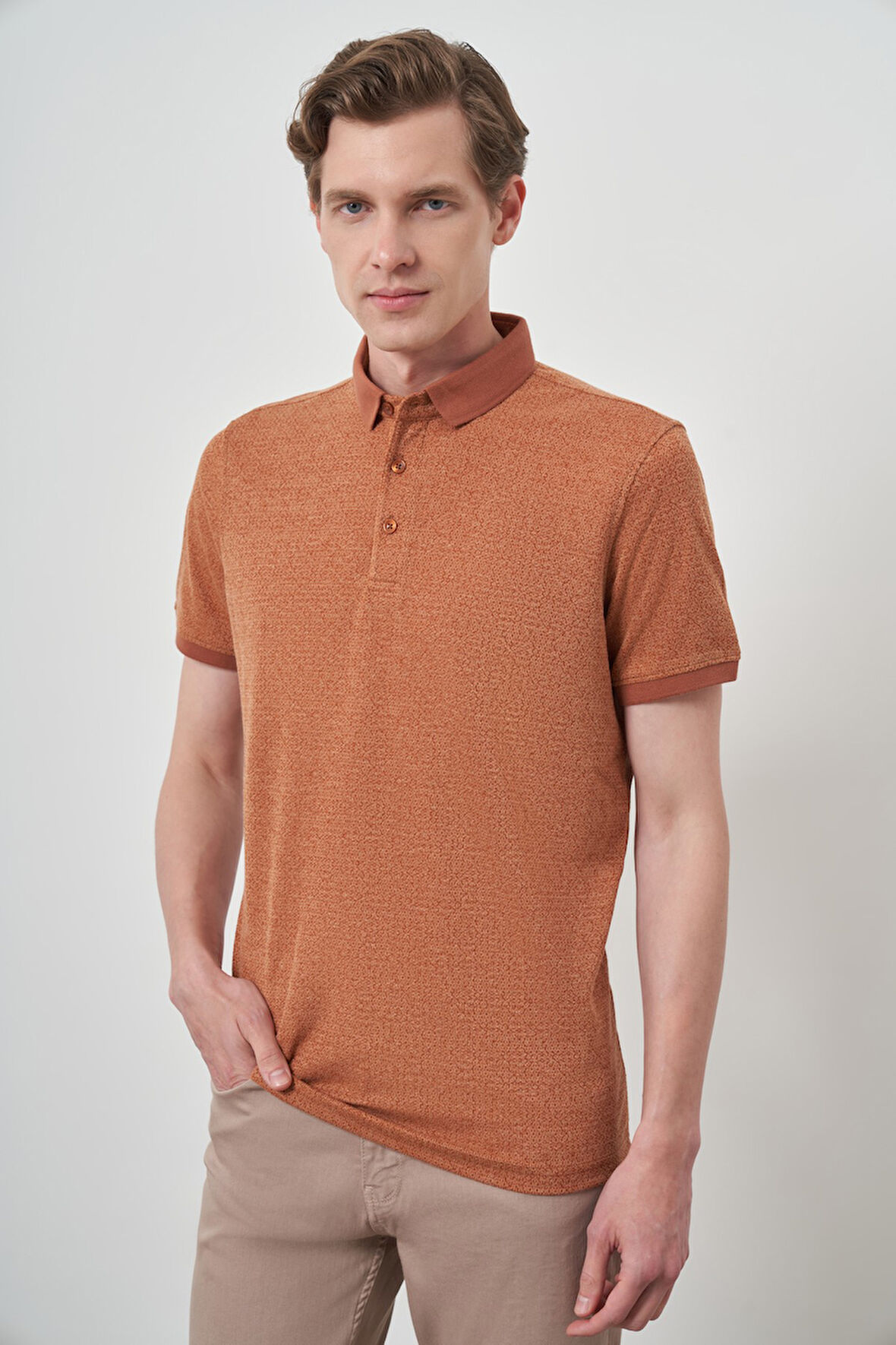  Erkek Kiremit Trend  Polo Yaka T-Shirt