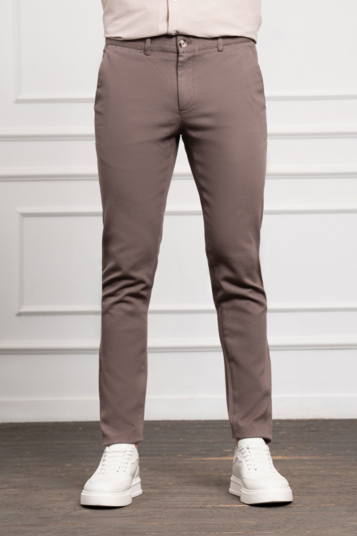  Erkek KAHVE Slim Fit Dar Kesim Chino Pantolon