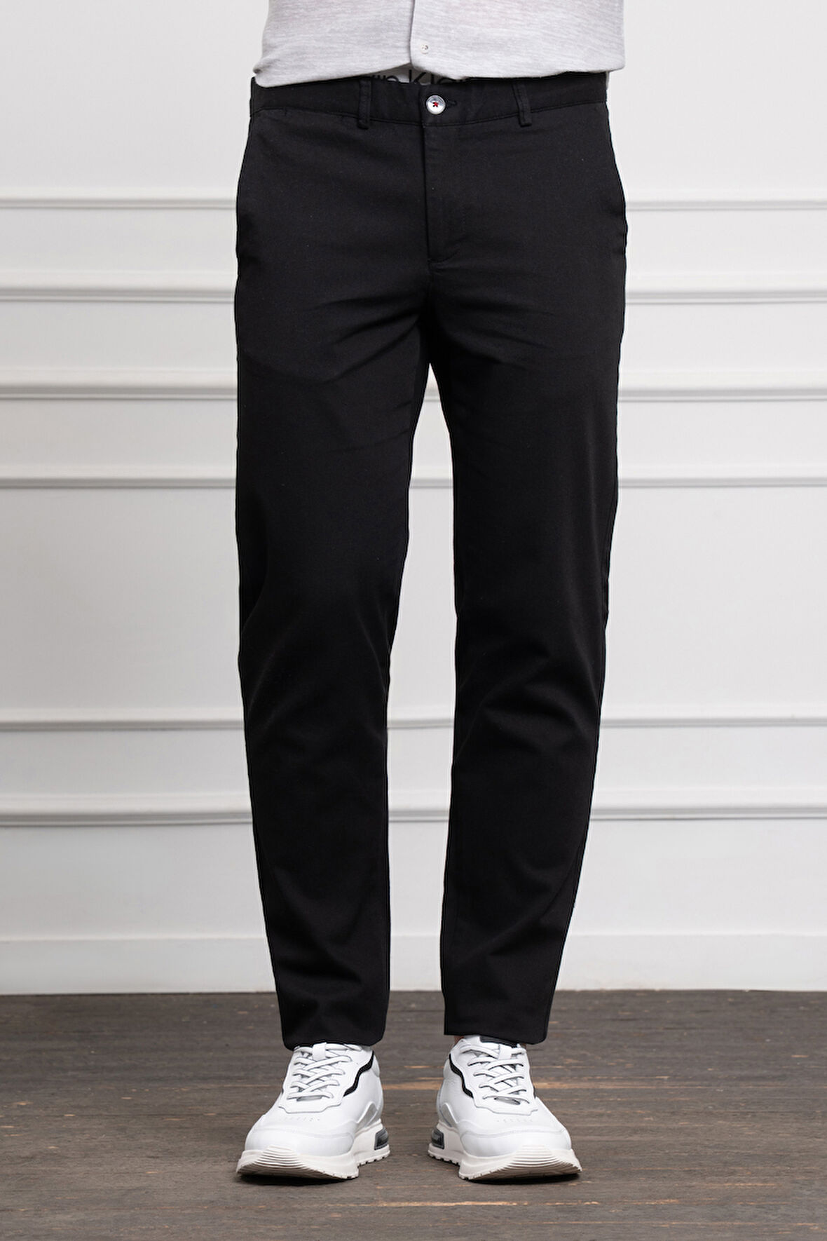  Erkek Siyah Dynamic Fit Rahat Kesim Chino Pantolon