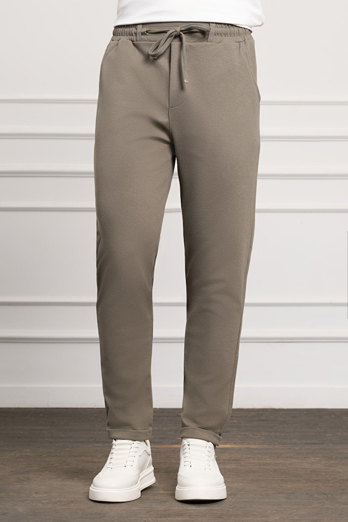 Erkek Haki Slim Fit  Lastikli Jogger Pantolon