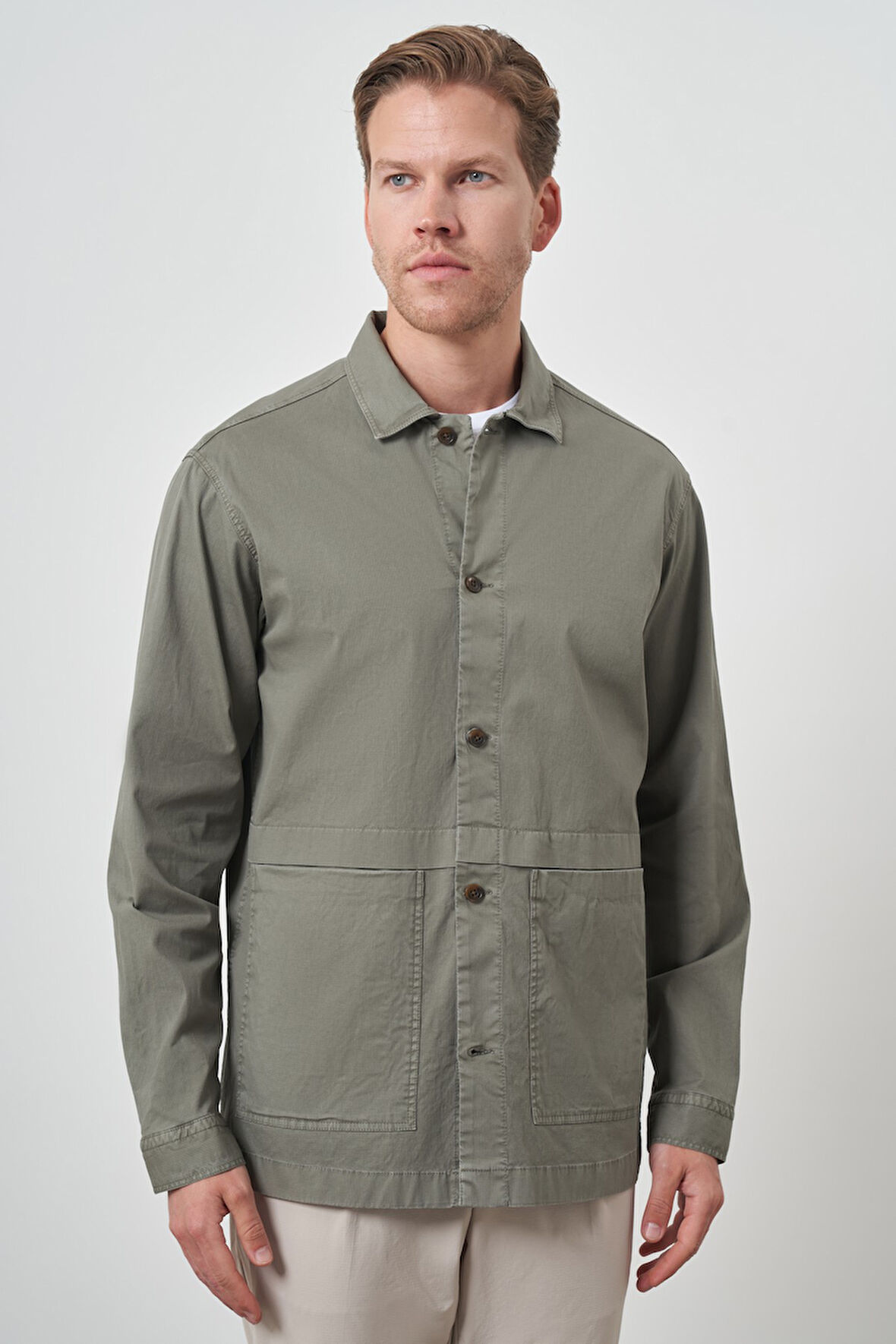  Erkek Su Yeşili Worker Gömlek Ceket