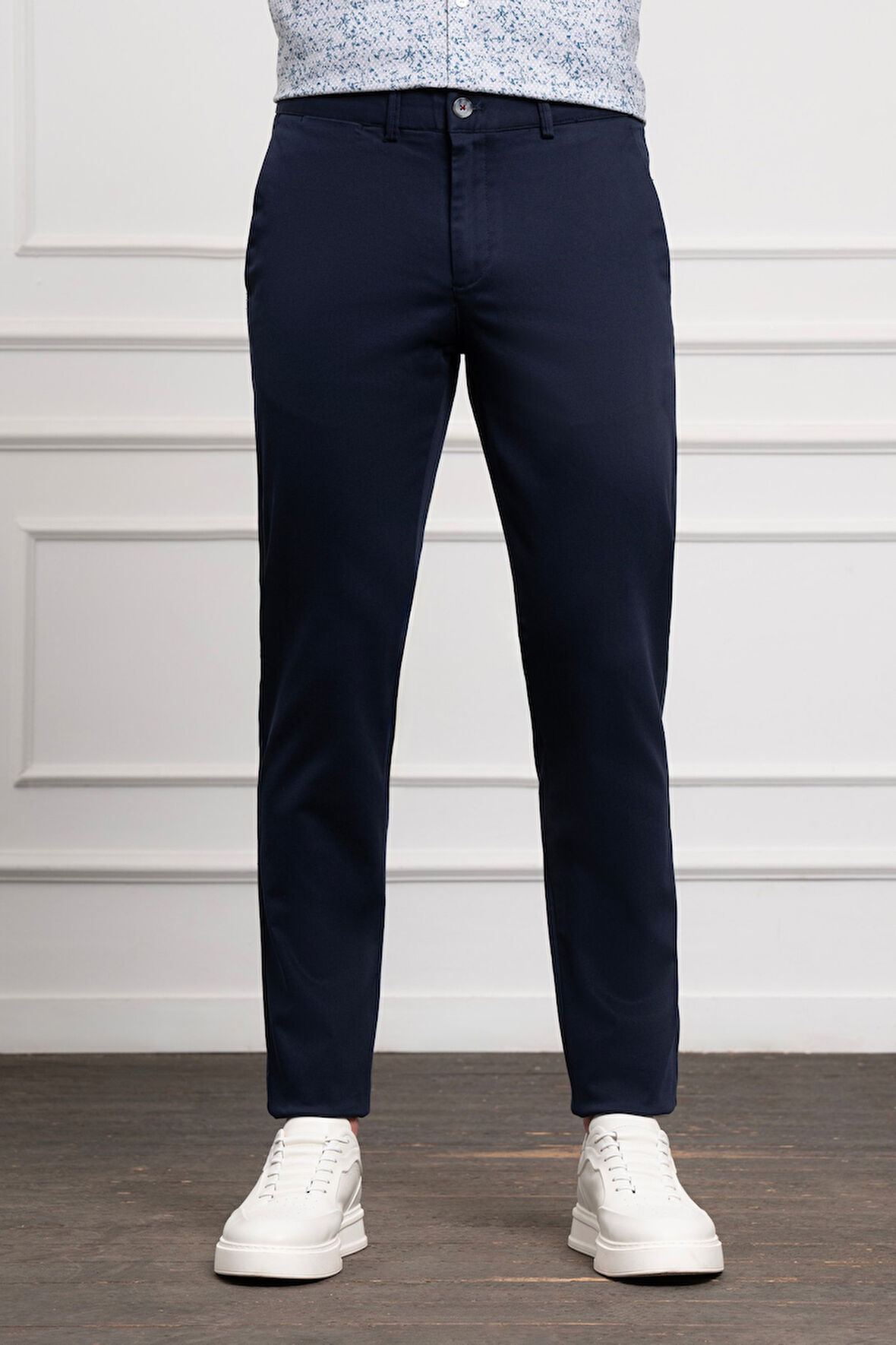  Erkek Lacivert Slim Fit Chino Pantolon