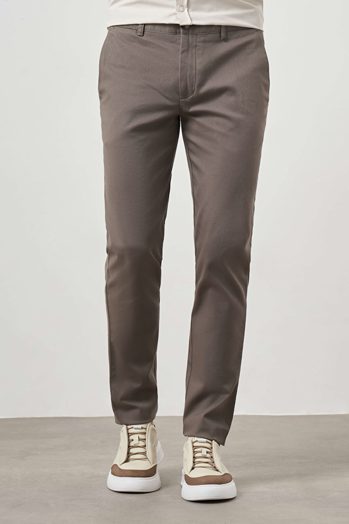  Erkek Haki Yazlık Pamuk Yan Cep Slim Fit Chino Pantolon