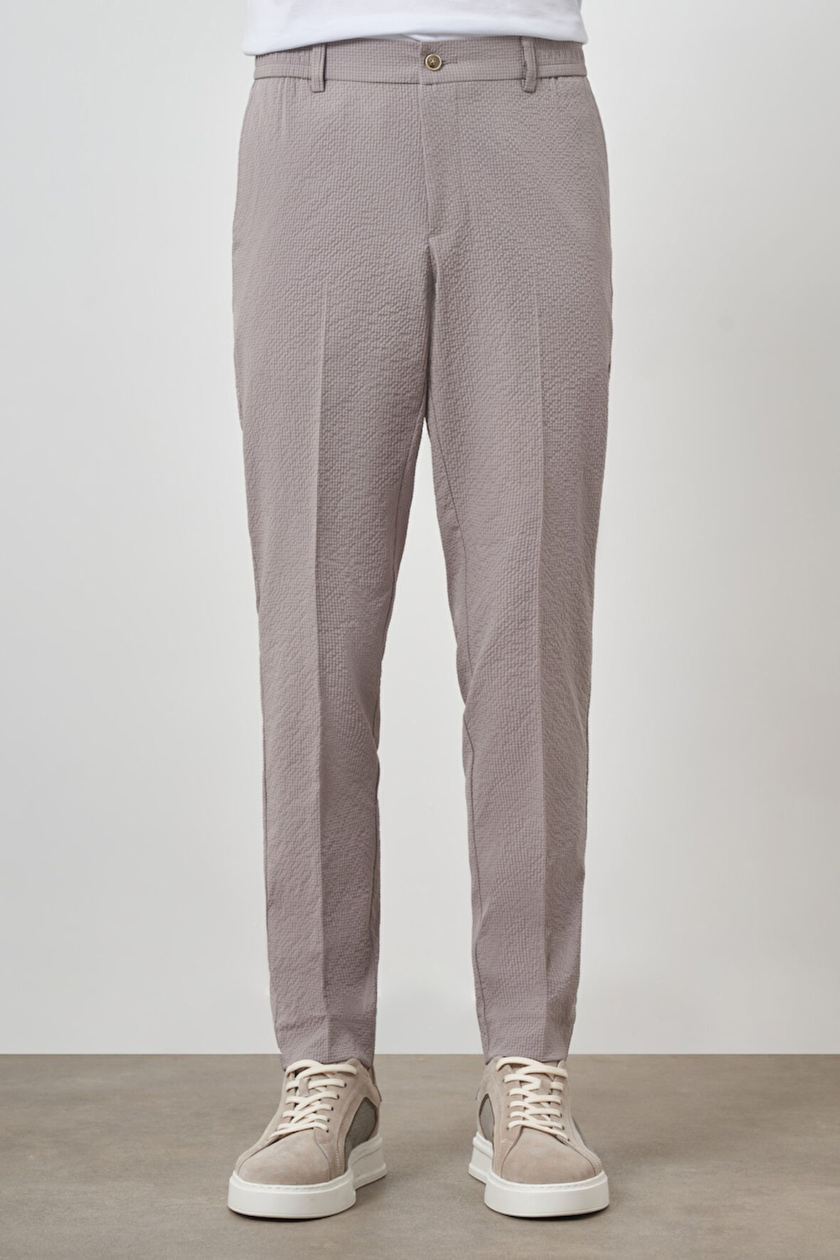  Erkek Bej Polyester Lastikli Trend Slim Fit Pantolon