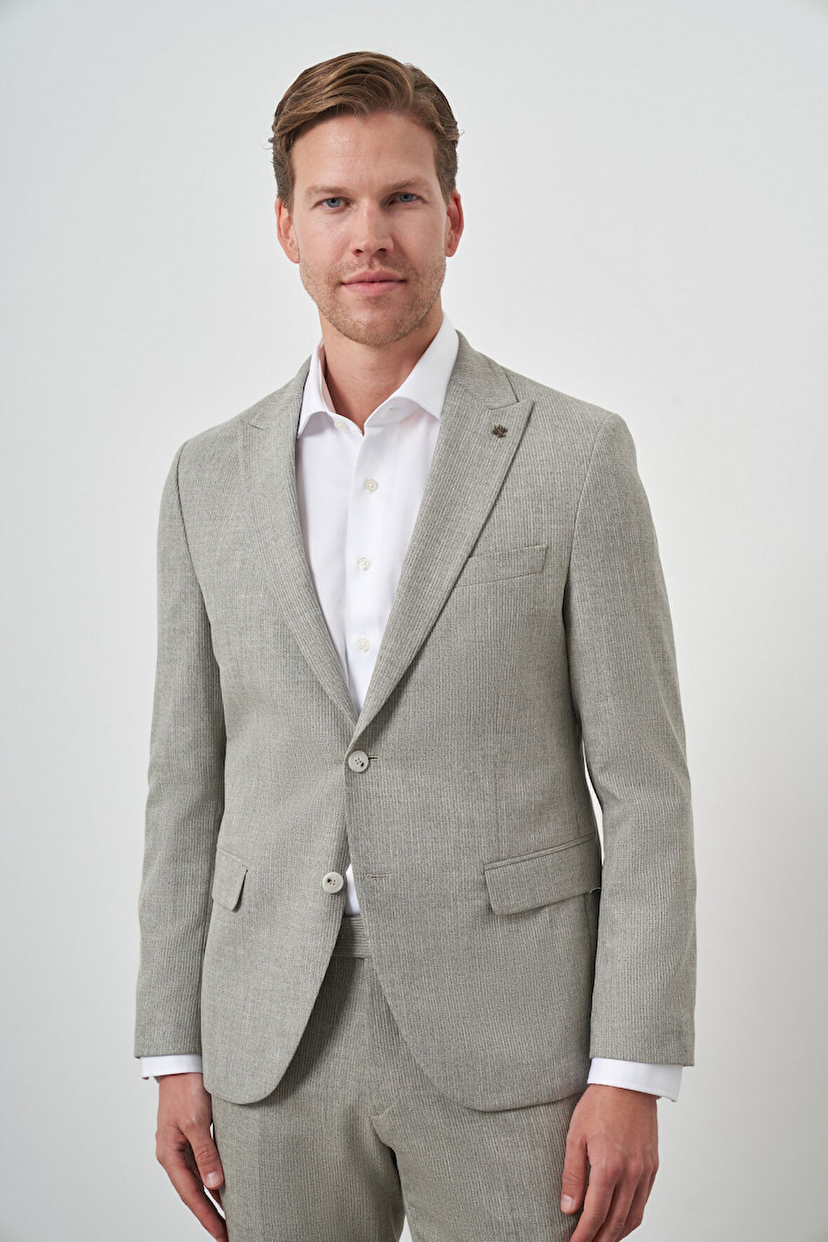  Erkek Yeşil Trend Poliviskon Slim Fit Sivri Yaka Takım Elbise