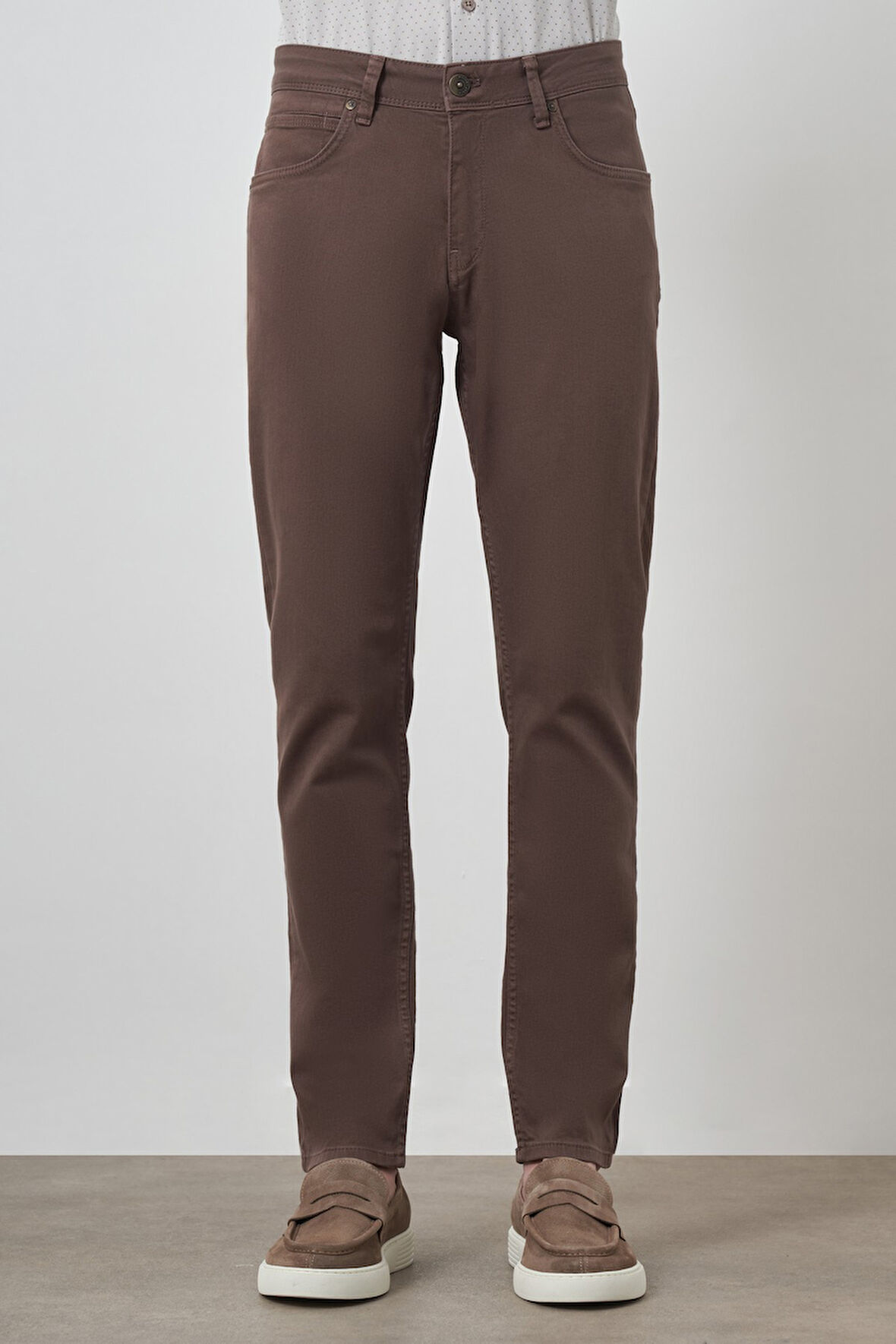  Erkek KAHVE Pamuk 5 Cep Slim Fit Jean Kot Pantolon