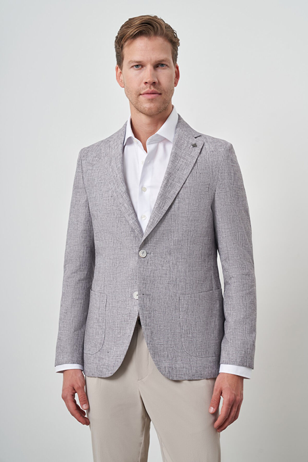  Erkek Vişne Keten Dokuma  Slim Fit Mono Yaka Ceket