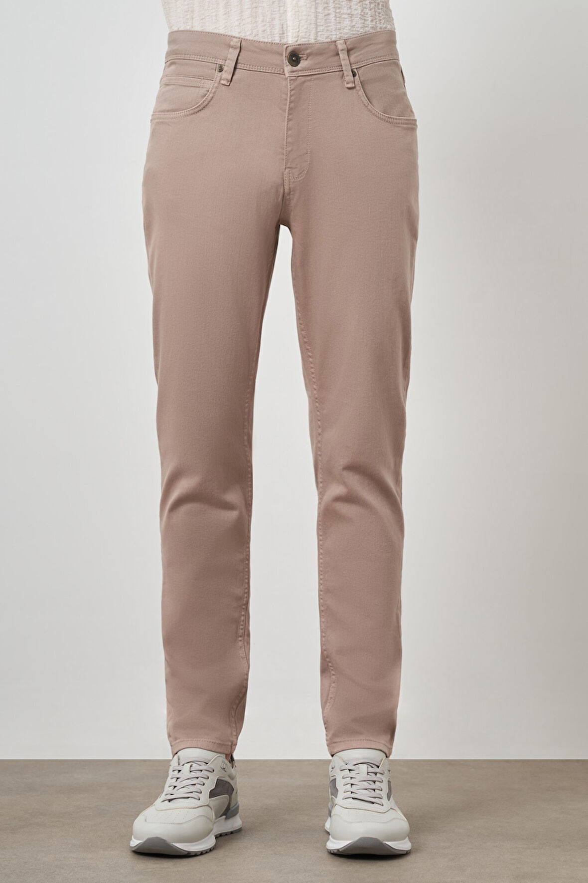  Erkek Bej Pamuk 5 Cep Slim Fit Jean Kot Pantolon