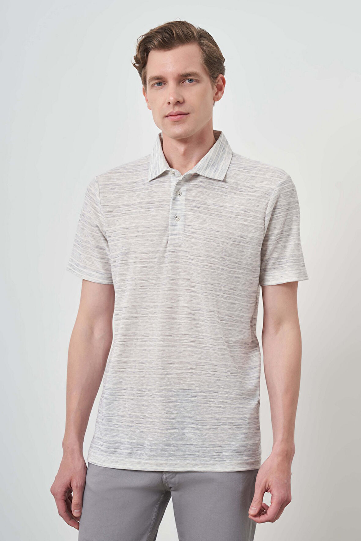  Erkek Gri Trend Dinamik Fit Polo Yaka T-Shirt