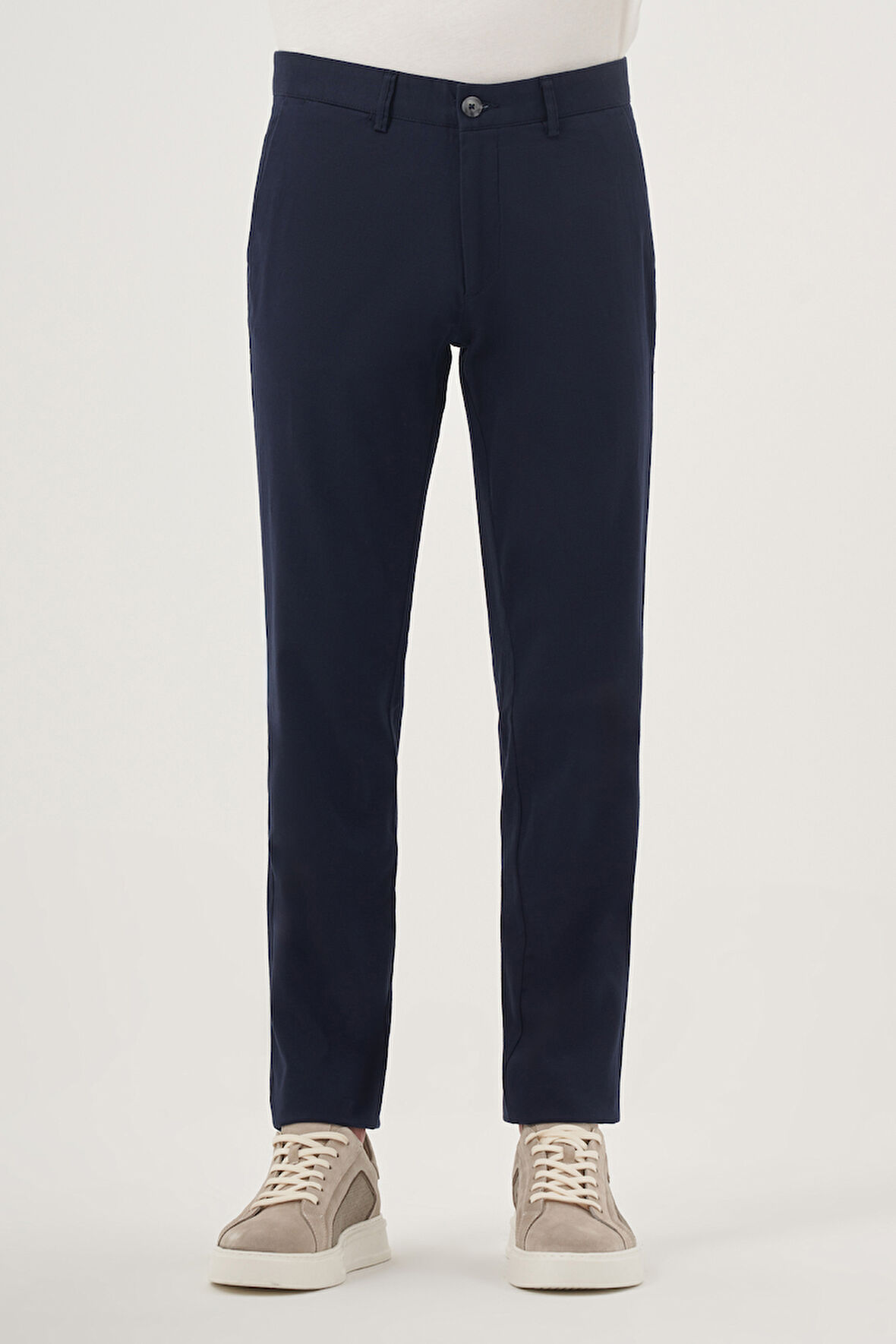  Erkek Lacivert Yazlık Pamuk Yan Cep Slim Fit Chino Pantolon