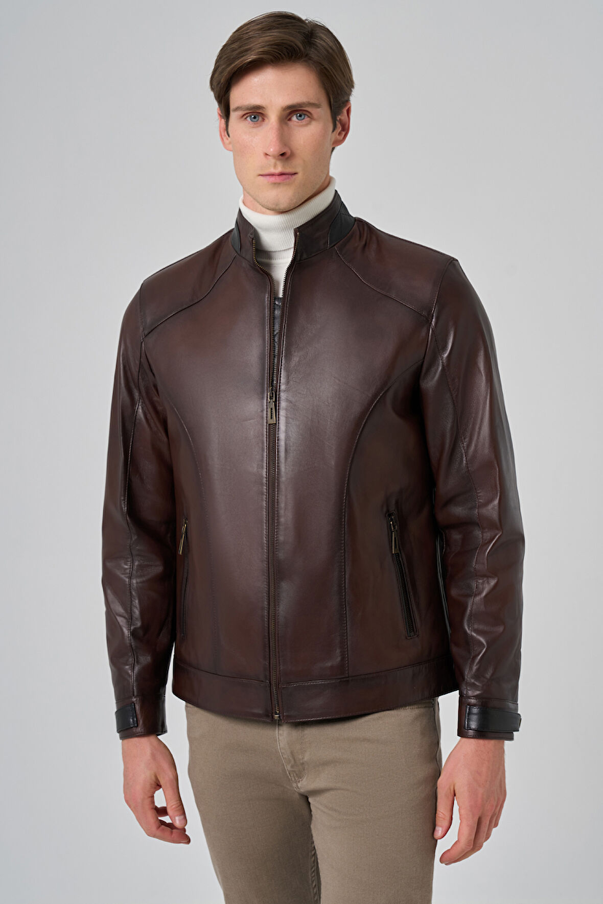  Erkek KAHVE New York Deri Mont