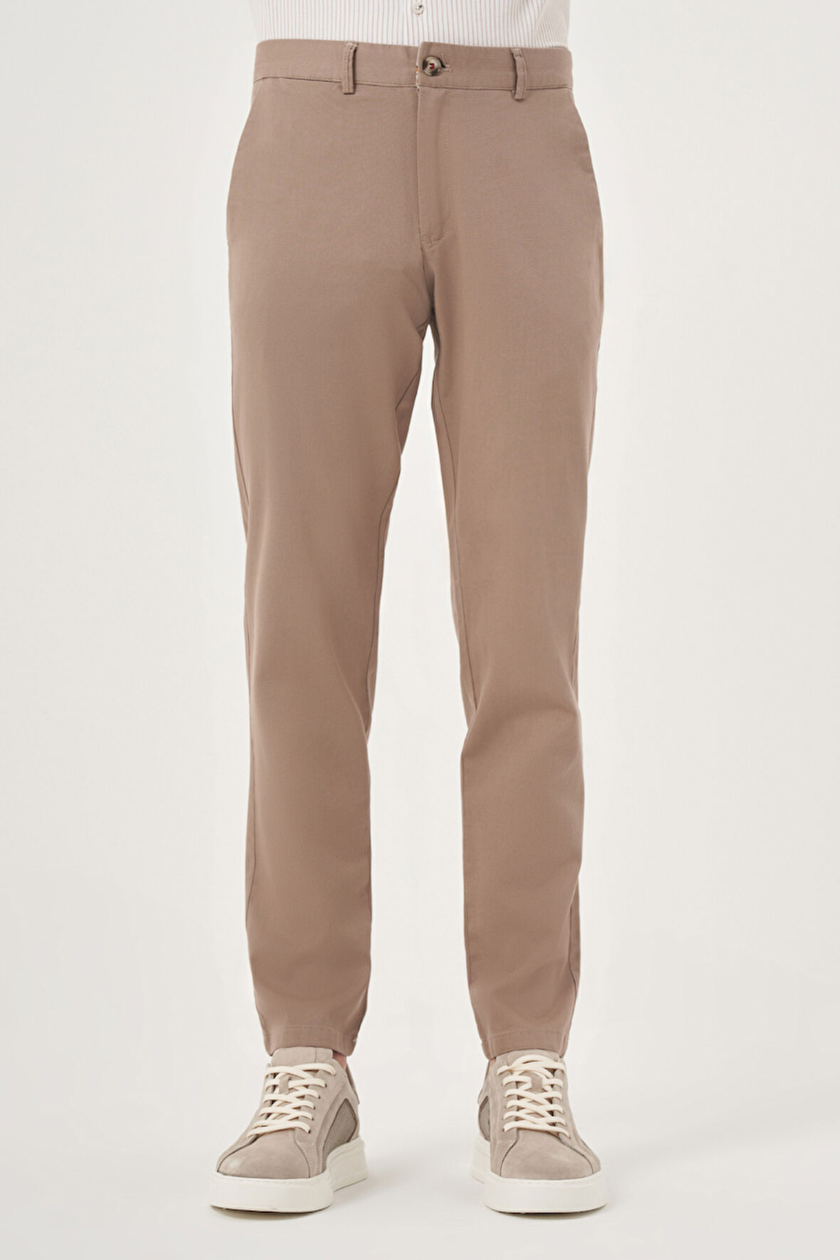  Erkek Vizon İhracat Yazlık Pamuk Yan Cep Slim Fit Chino Pantolon