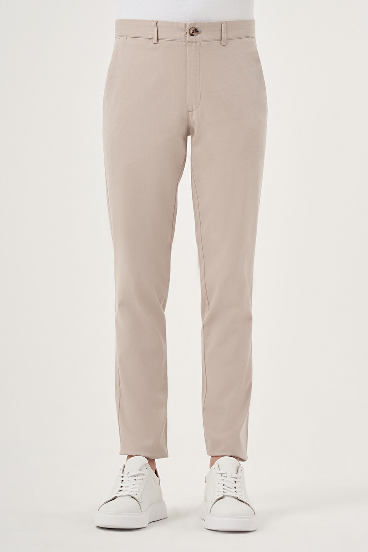  Erkek Bej İhracat Yazlık Pamuk Yan Cep Slim Fit Chino Pantolon