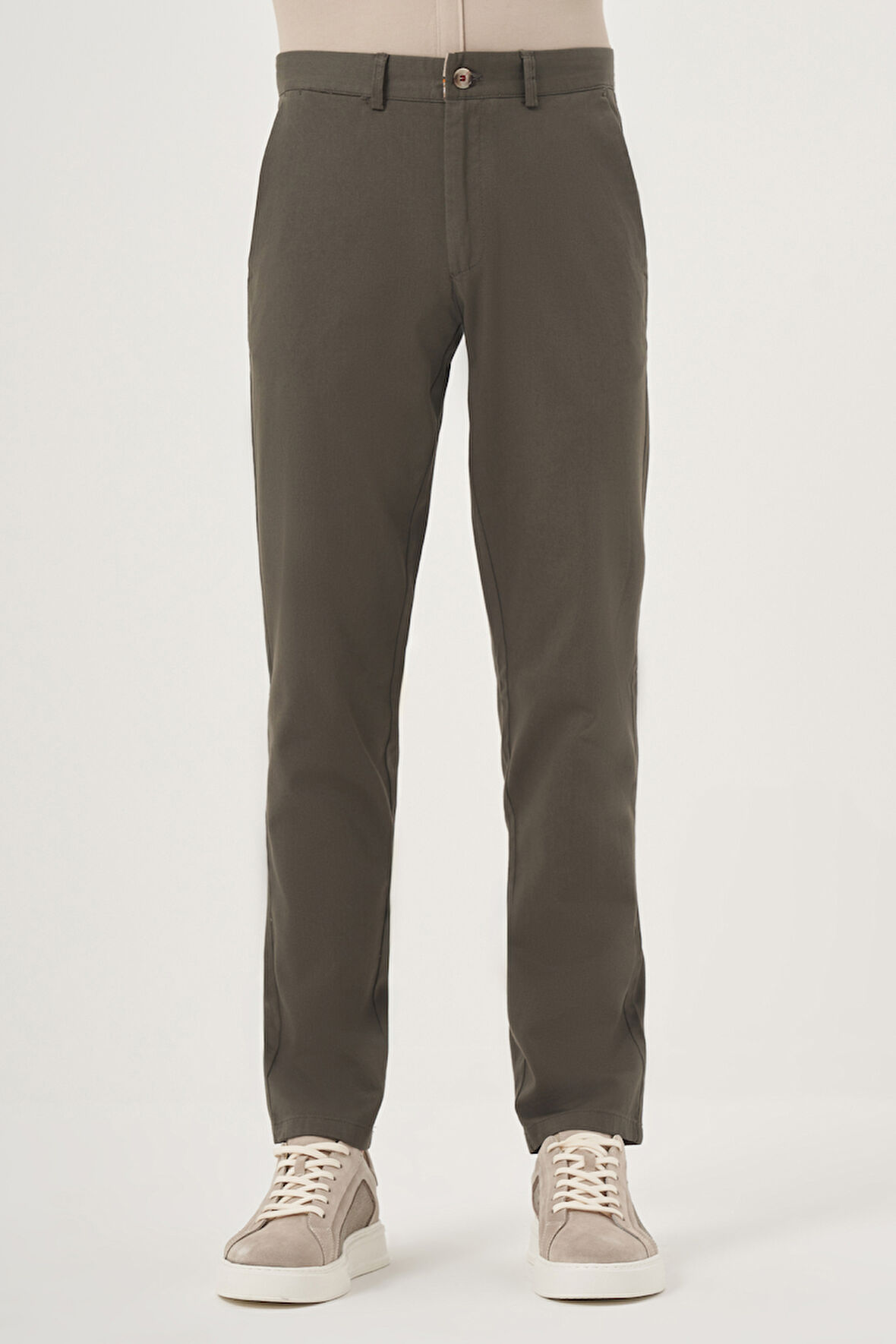  Erkek Yeşil İhracat Yazlık Pamuk Yan Cep Slim Fit Chino Pantolon