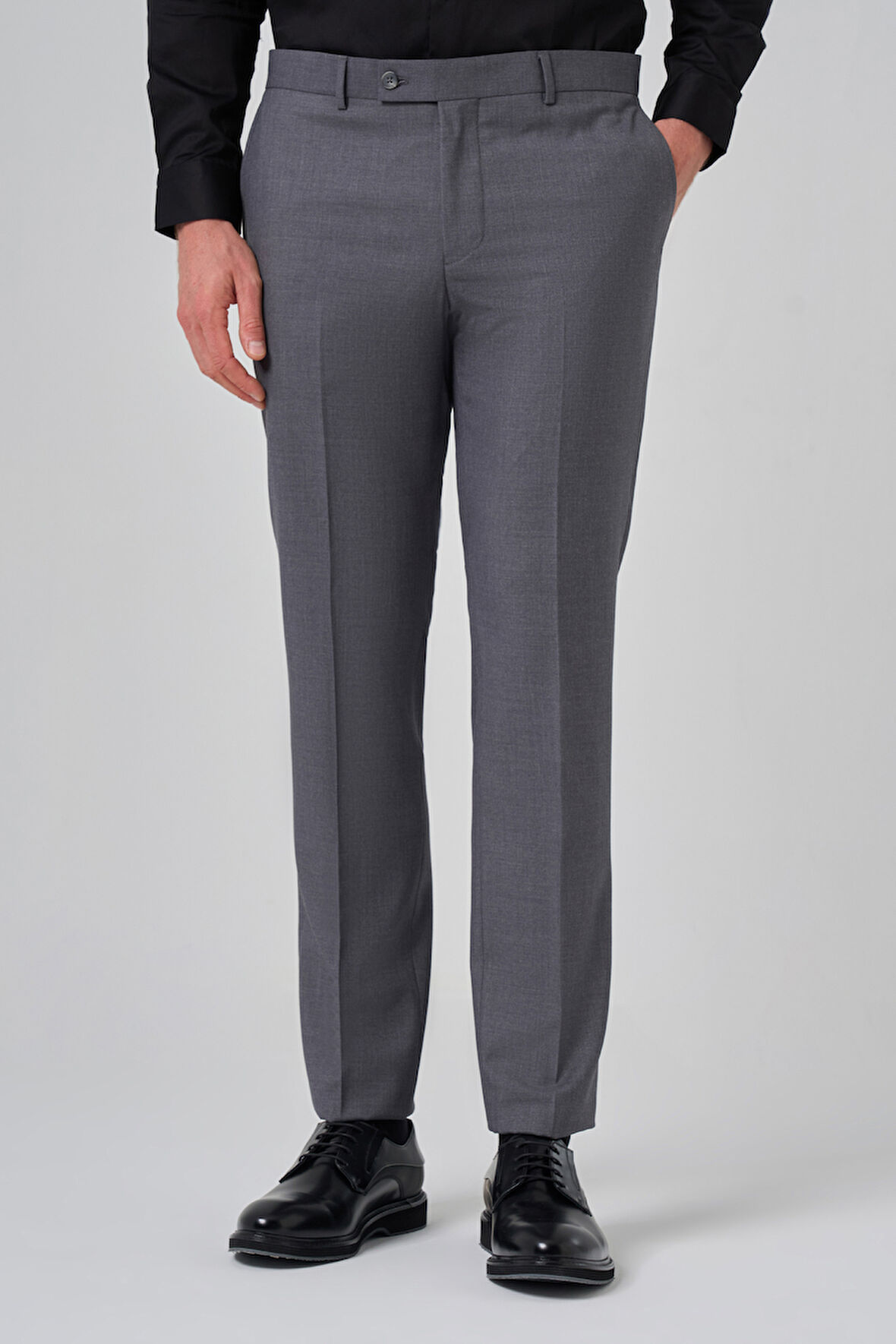  Erkek Gri Klasik Slim Fit Dar Kesim Pantolon