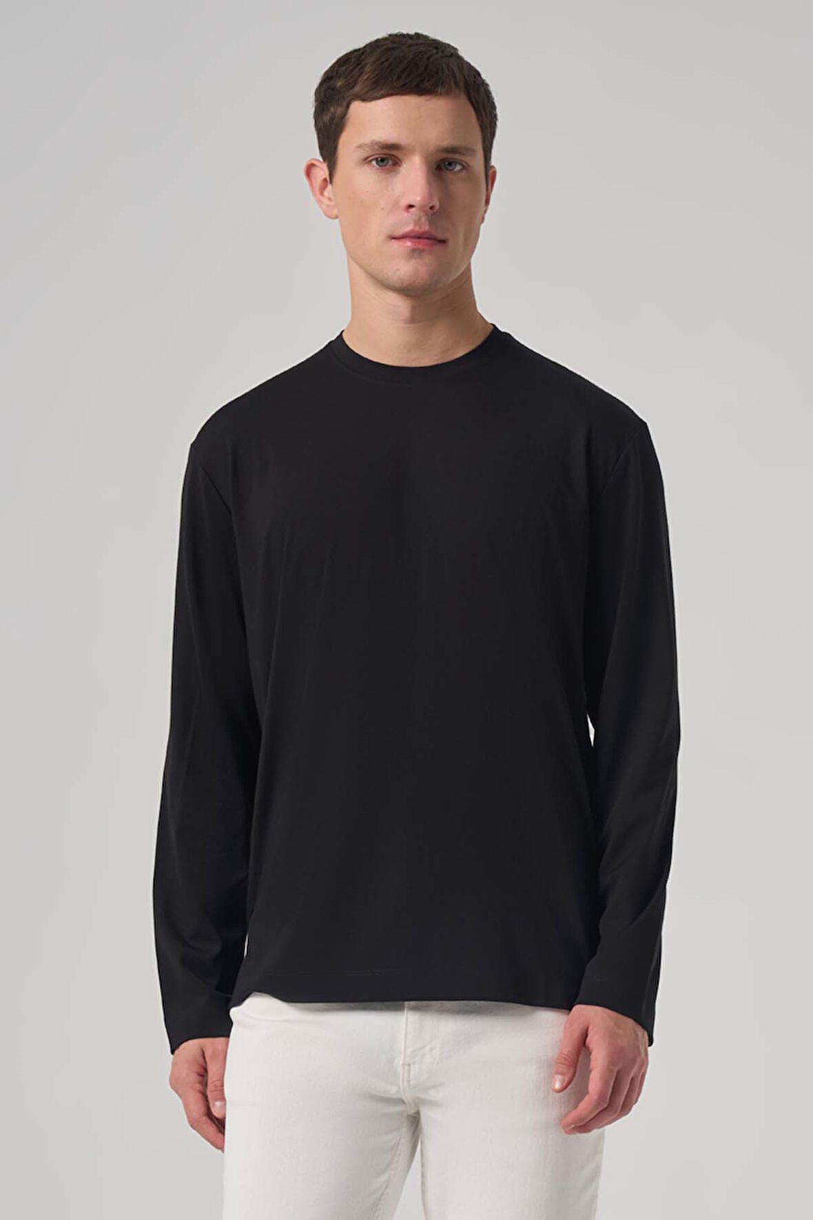  Erkek Siyah Trend Bisiklet Yaka Rayon Sweatshirt