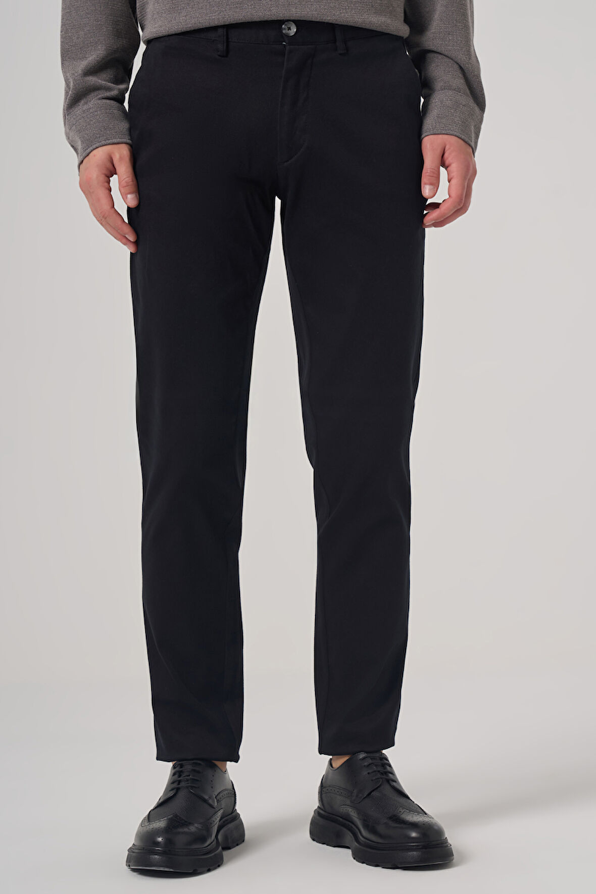  Erkek Siyah Pamuk Trend Slim Fit Chino Pantolon