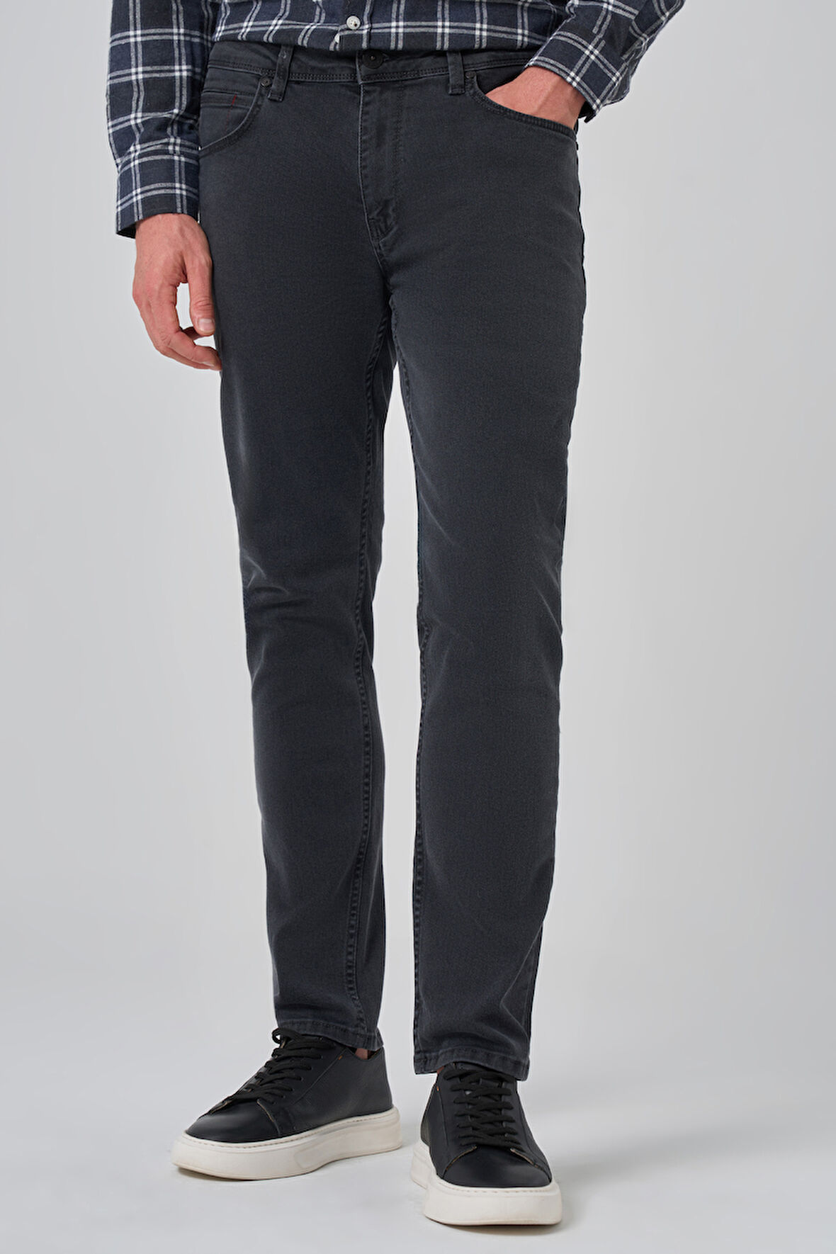  Erkek Füme Denim 5 Cep Slim Fit Jean Kot Pantolon
