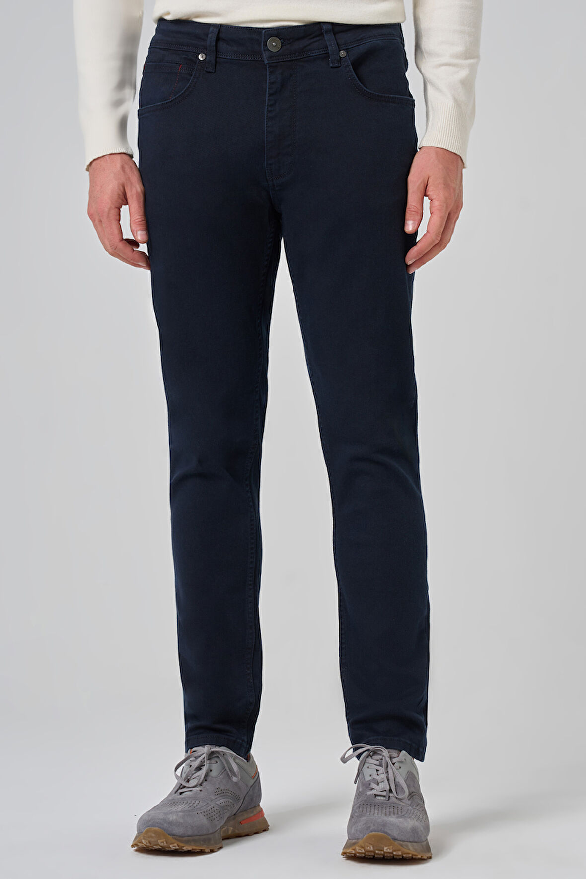  Erkek Lacivert Denim 5 Cep Slim Fit Jean Kot Pantolon