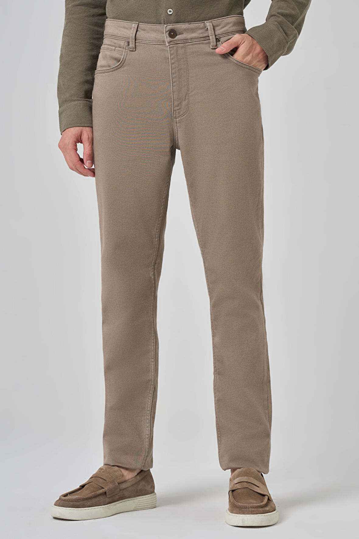  Erkek Bej Denim 5 Cep Dynamic Fit Jean Kot Pantolon