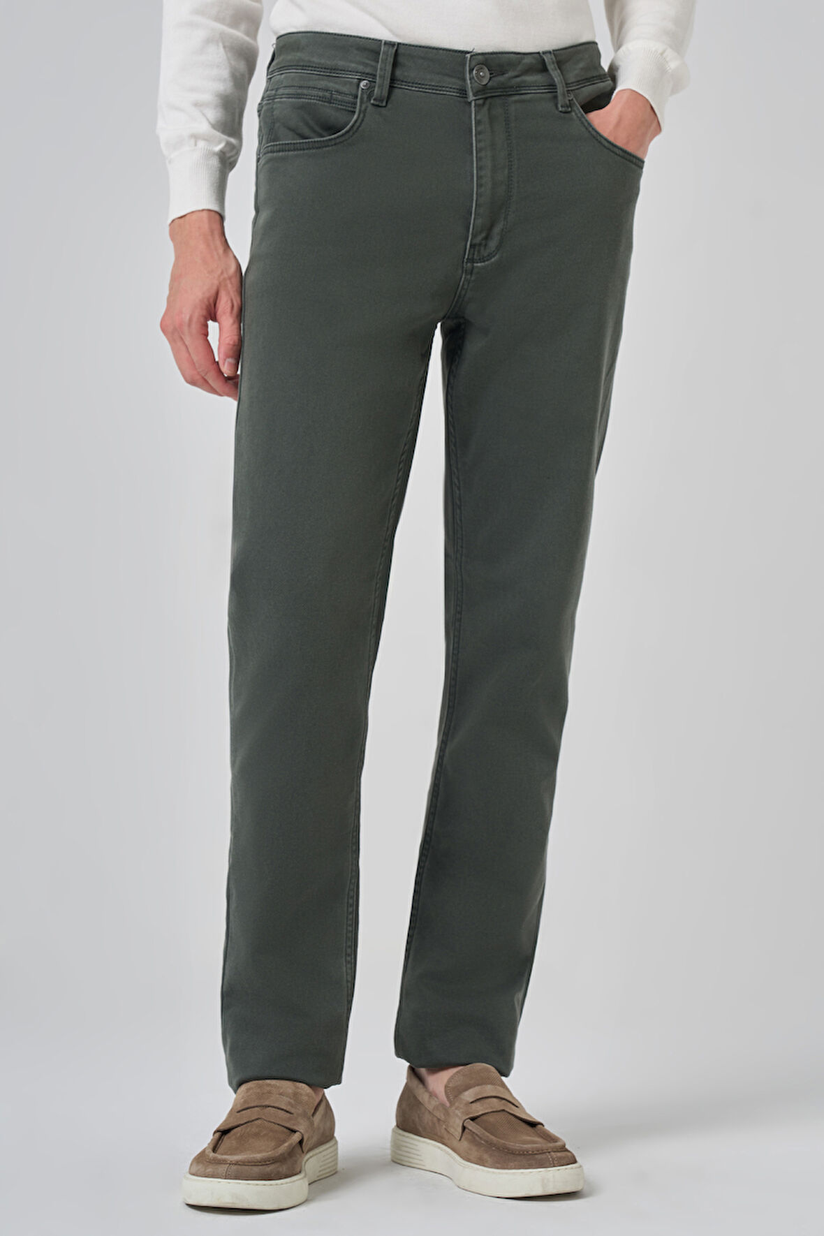  Erkek Haki Denim 5 Cep Dynamic Fit Jean Kot Pantolon