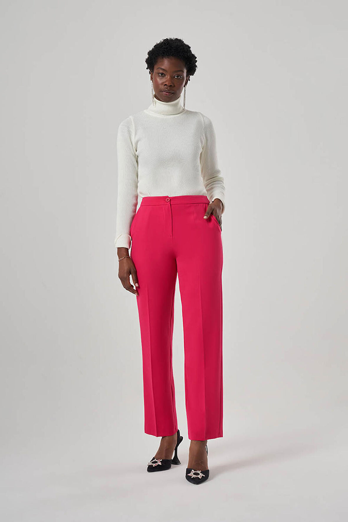 Double Basic Fuşya Pantolon