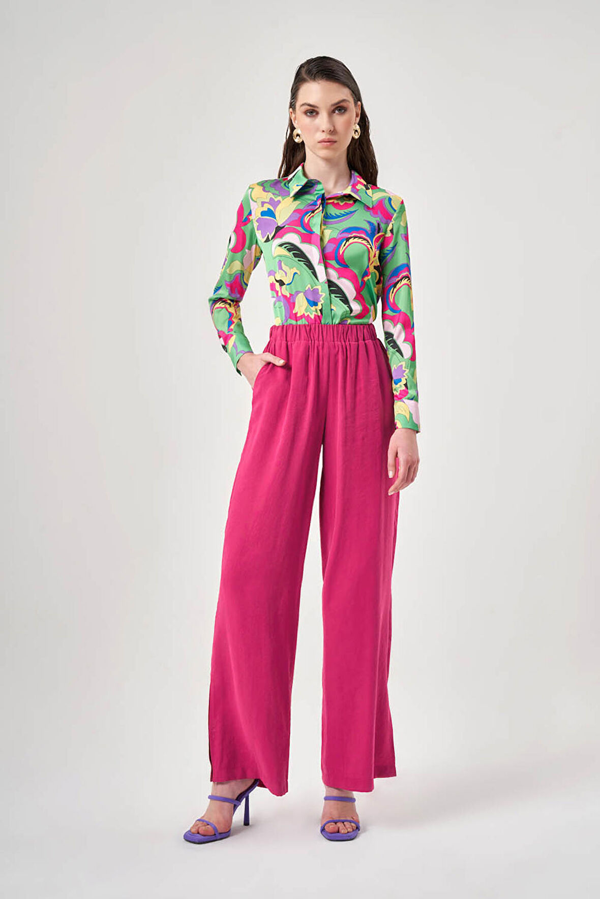 Cupra Detaylı Fuşya Pantolon