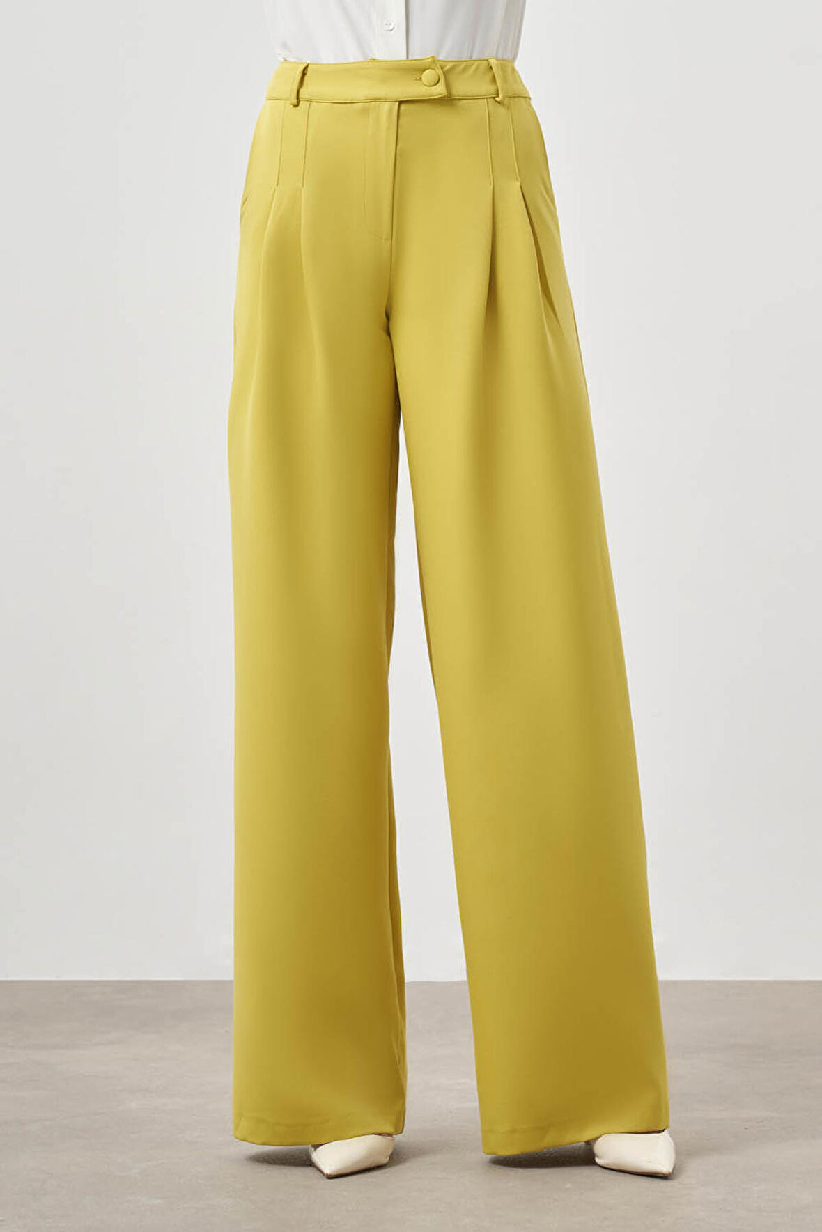 Pileli Double Yağ Yeşili Pantolon
