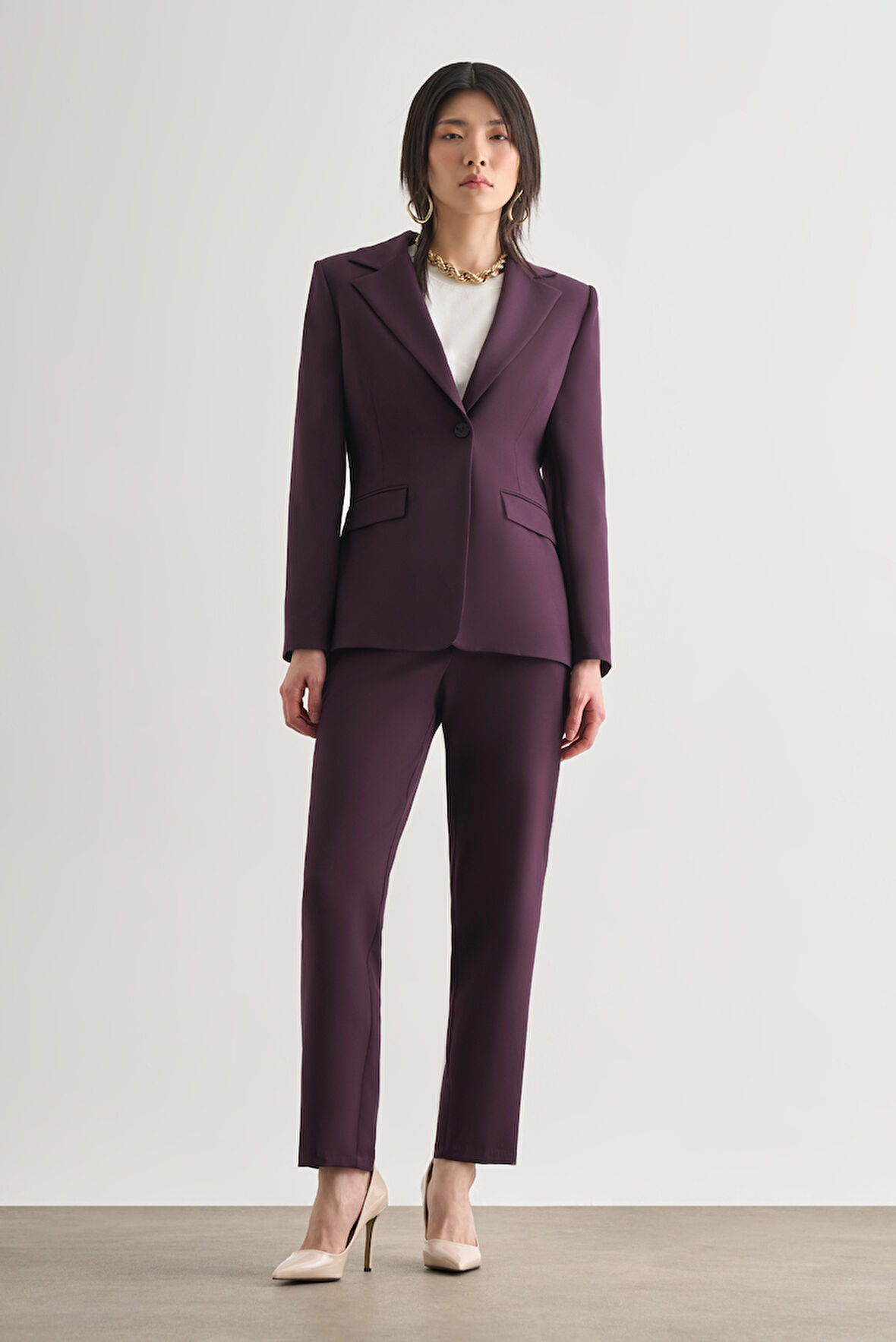 Mizalle Mürdüm Tek Düğme Klasik Blazer Ceket