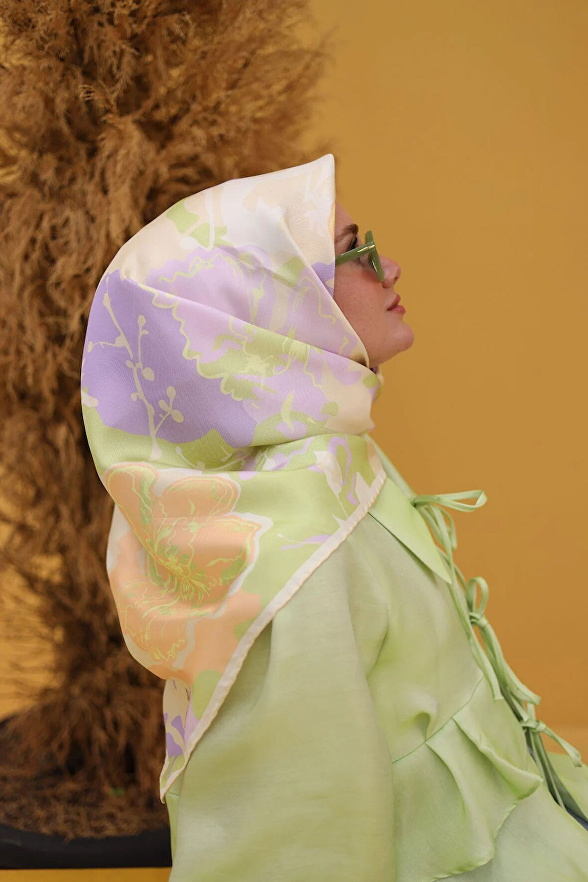 Silk Home Tivil İpek Eşarp IST11437-01 Somon Karışık Desen