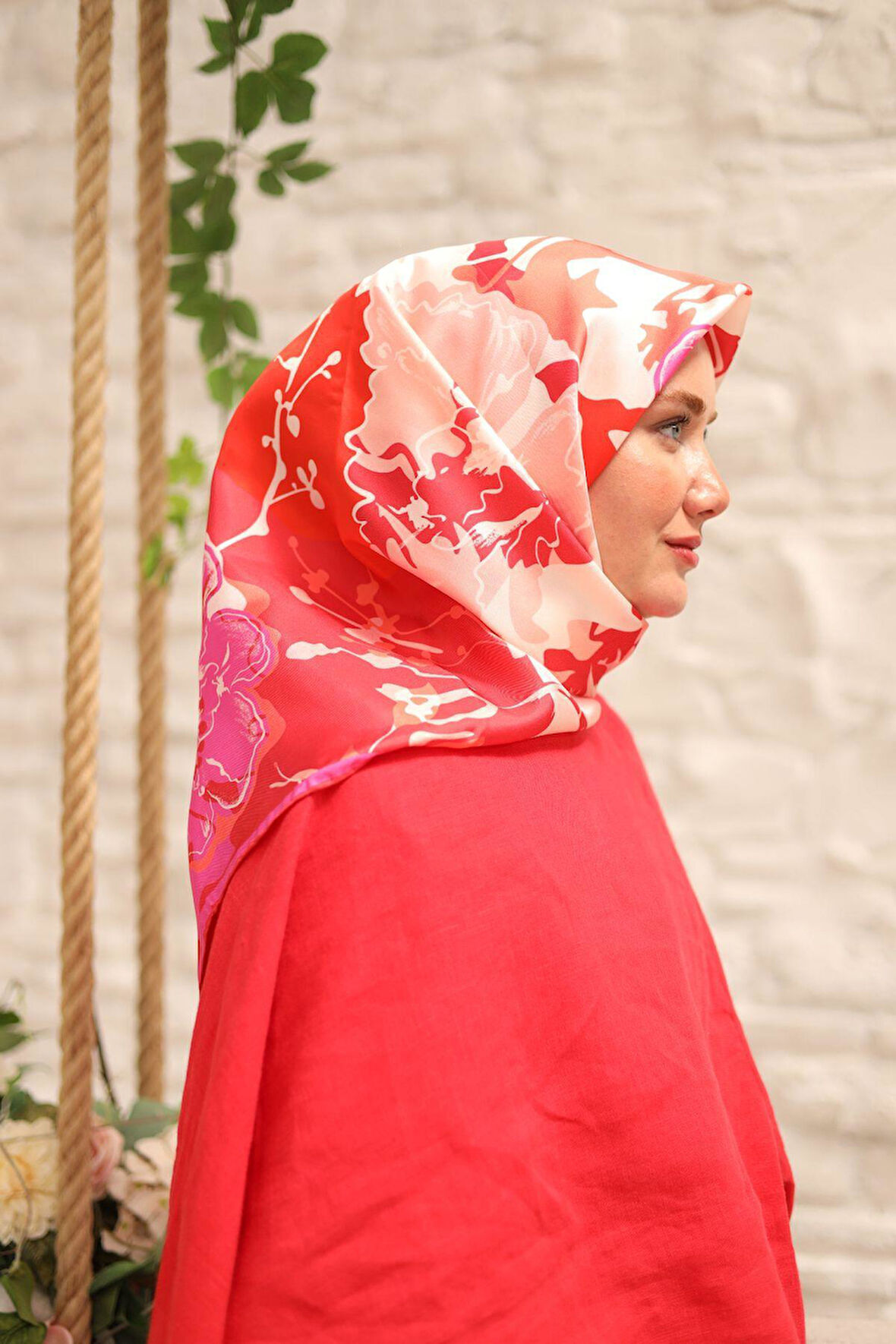 Silk Home Tivil İpek Eşarp IST11437-11 Pembe Karışık Desen