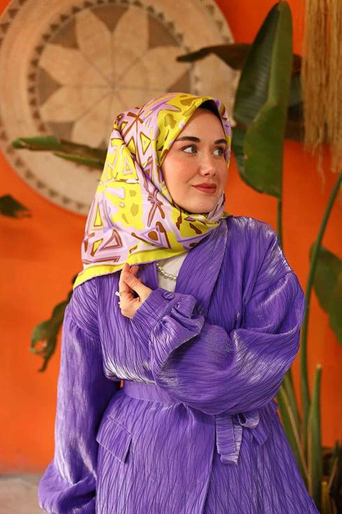 Silk Home Tivil İpek Eşarp IST11427-28 Fıstık Yeşili, Leylak, Lila, Kahverengi