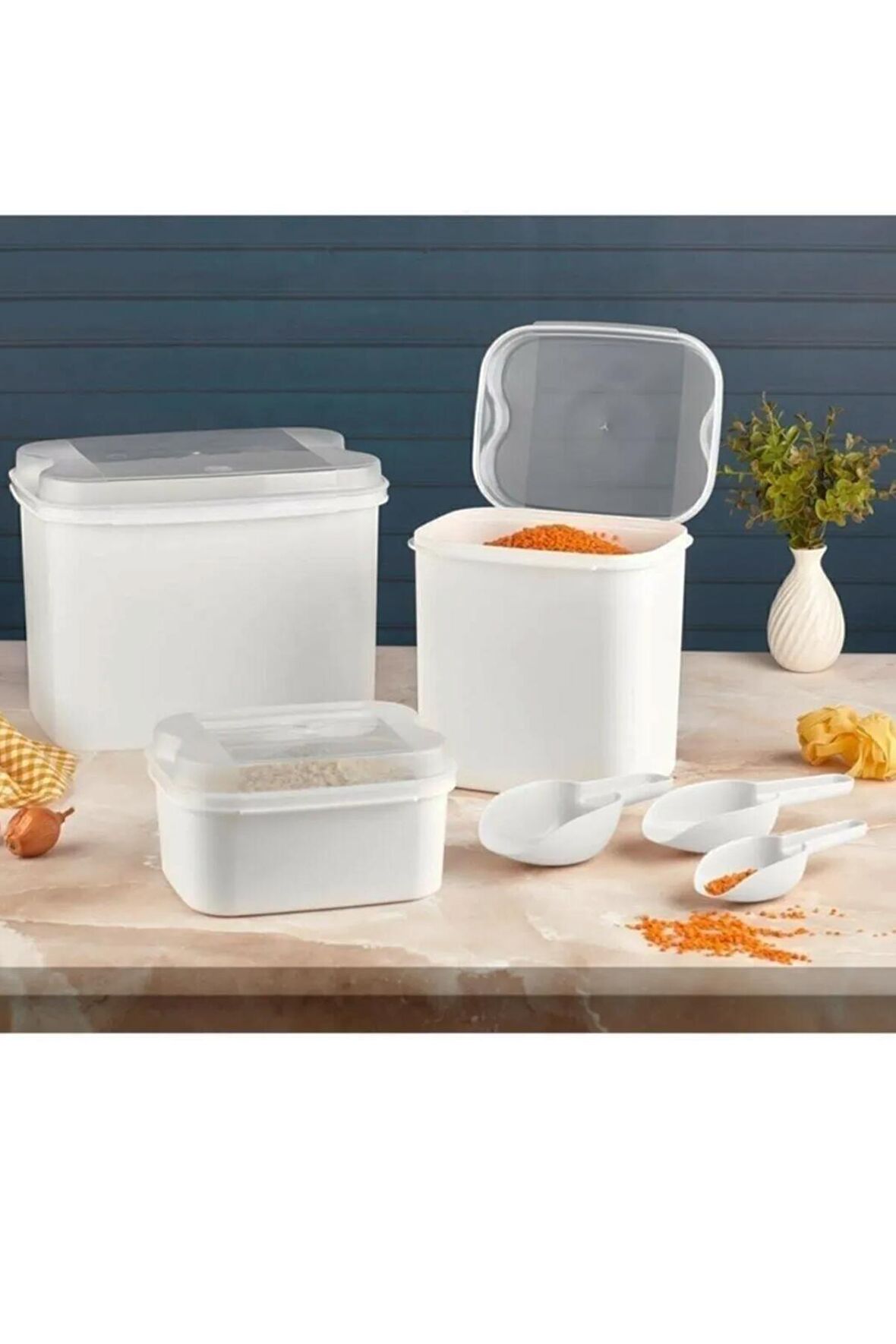 Masal Saklama Kabı 10 Lt+ 4,5 Lt+1,6 Lt - Beyaz