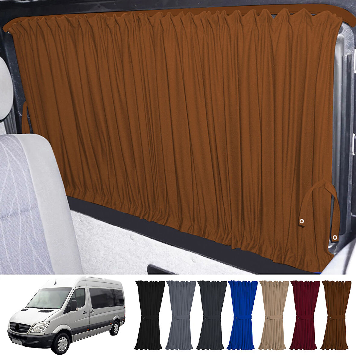 Mercedes Sprinter W906 Orta 2006-2018 Uyumlu Taba Raylı Oto Perde Takımı