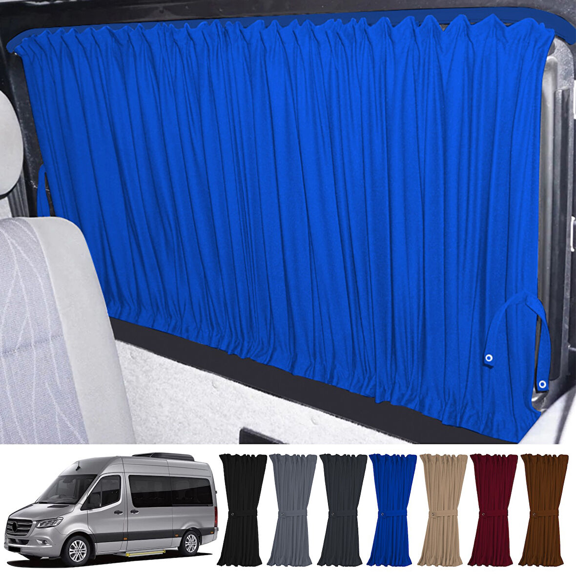 Mercedes Sprinter W907 Orta 2018+ Uyumlu Mavi Raylı Oto Perde Takımı
