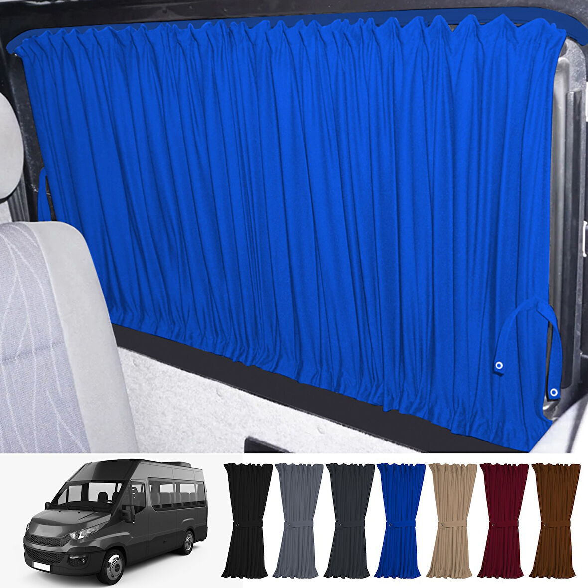 Iveco Daily 4/5 Nesil Uzun Şase 2006-2014 Uyumlu Mavi Raylı Oto Perde Takımı
