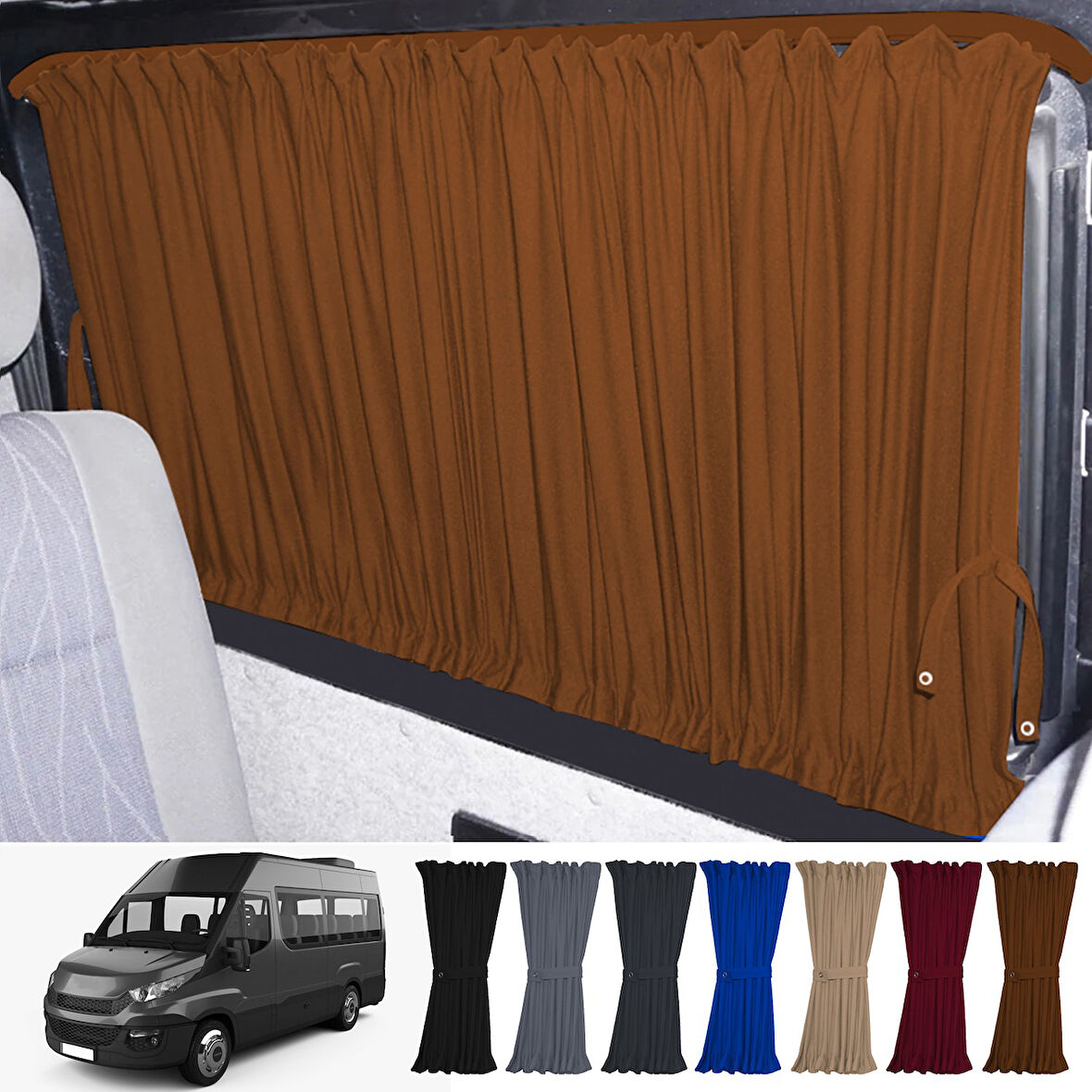 Iveco Daily 4/5 Nesil Uzun Şase 2006-2014 Uyumlu Taba Raylı Oto Perde Takımı