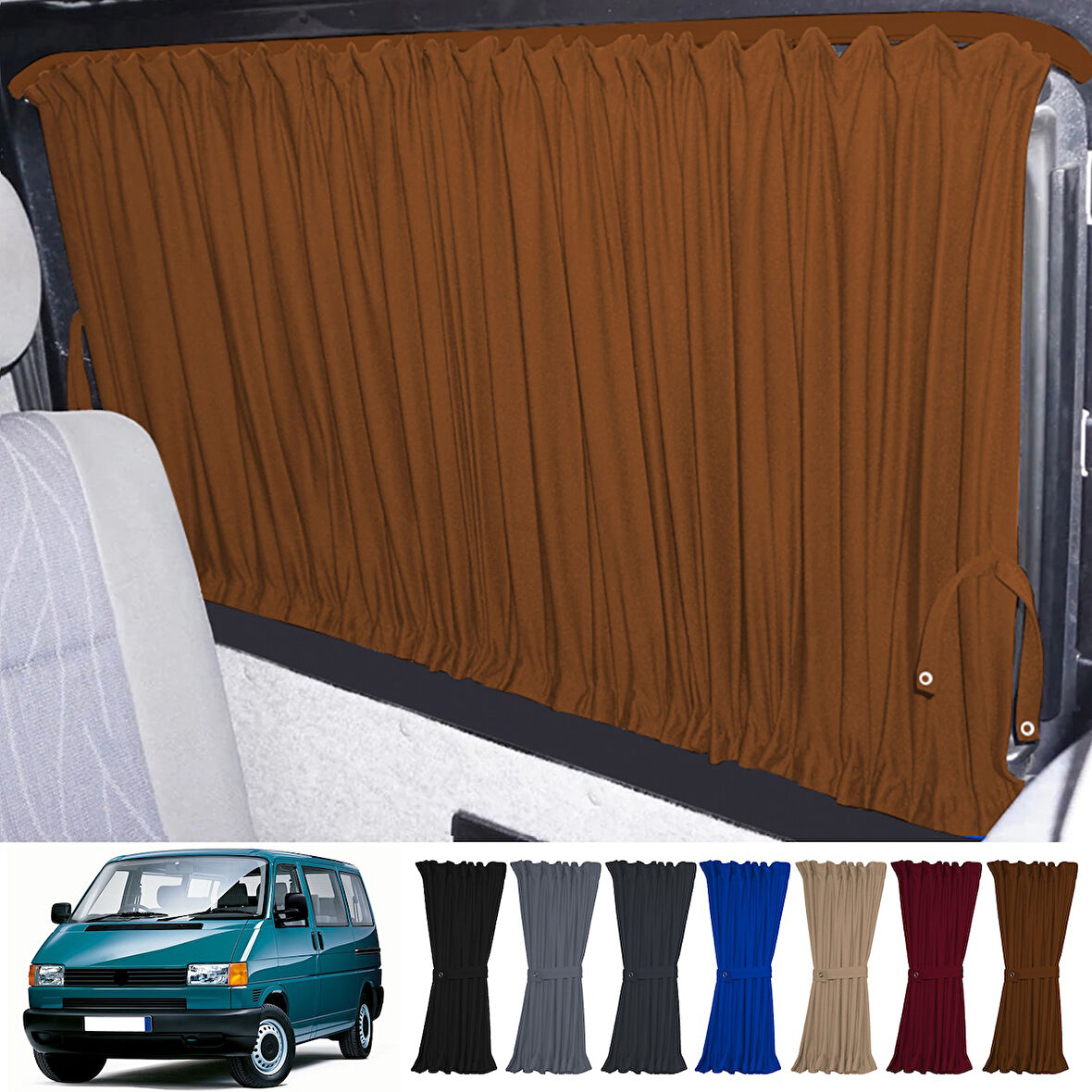 Volkswagen T4 - Transporter / Caravelle Kısa Şase 1990–2003 Uyumlu Taba Raylı Oto Perde Takımı