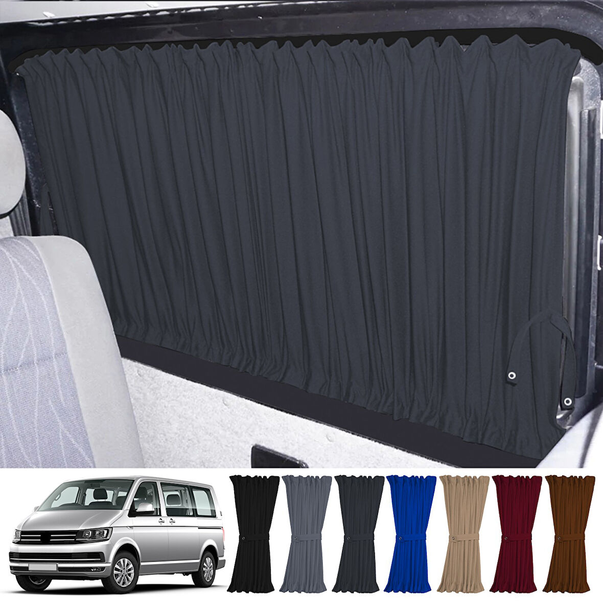 Volkswagen Transporter Caravelle T5/t6/t7 Uzun Şase 2003-2022 Uyumlu Füme Raylı Oto Perde Takımı