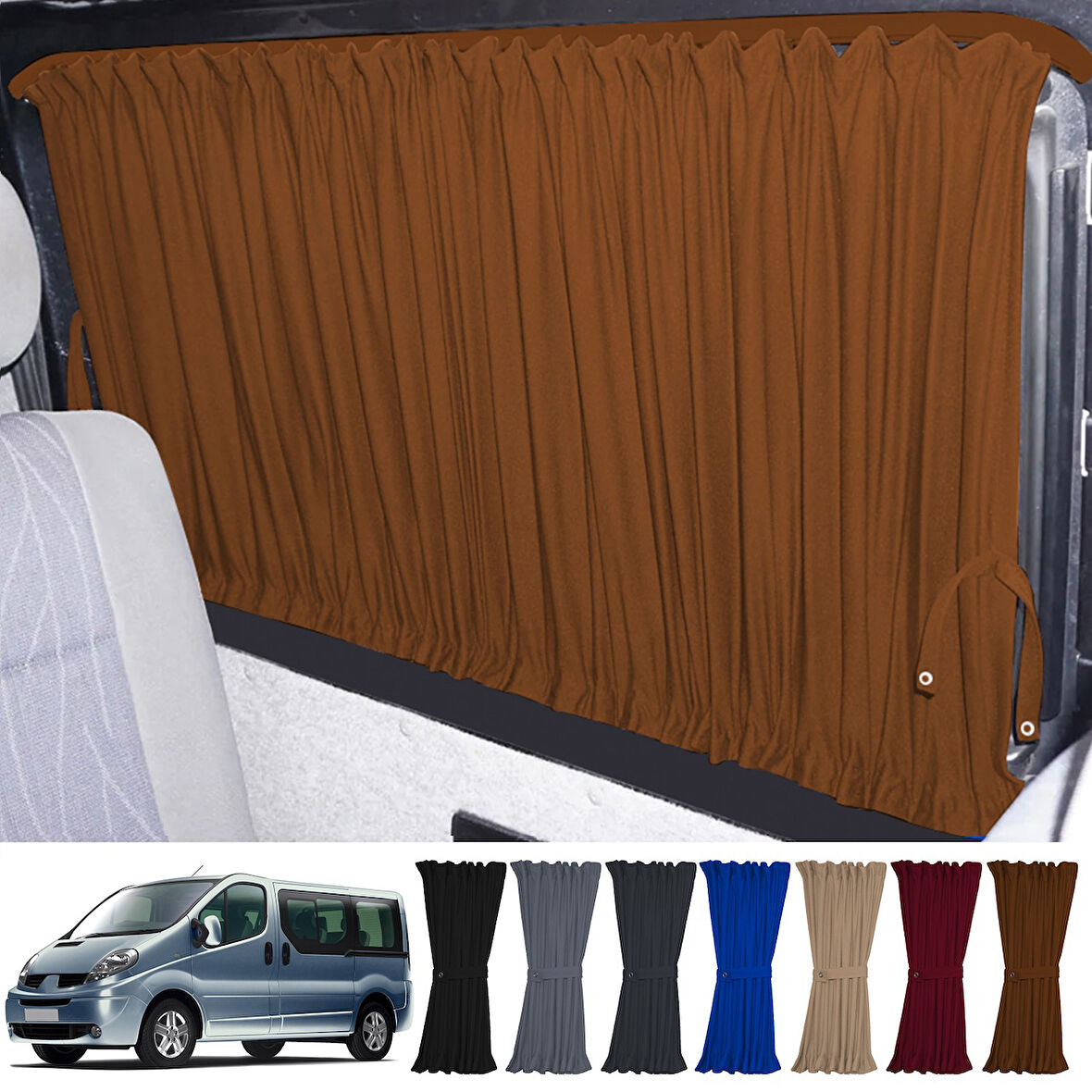 Renault Trafic 2001-2014 Uyumlu Taba Raylı Oto Perde Takımı