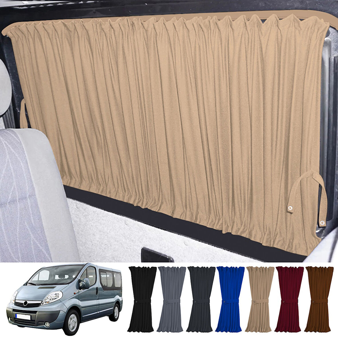 Opel Vivaro A 2001-2014 Uyumlu Krem Raylı Oto Perde Takımı