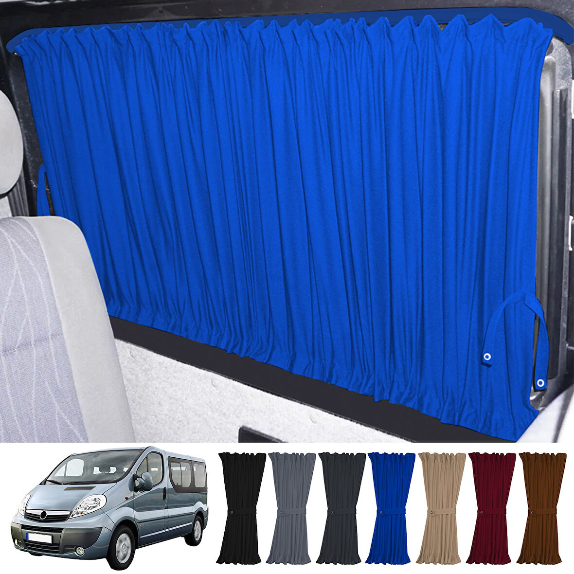 Opel Vivaro A 2001-2014 Uyumlu Mavi Raylı Oto Perde Takımı